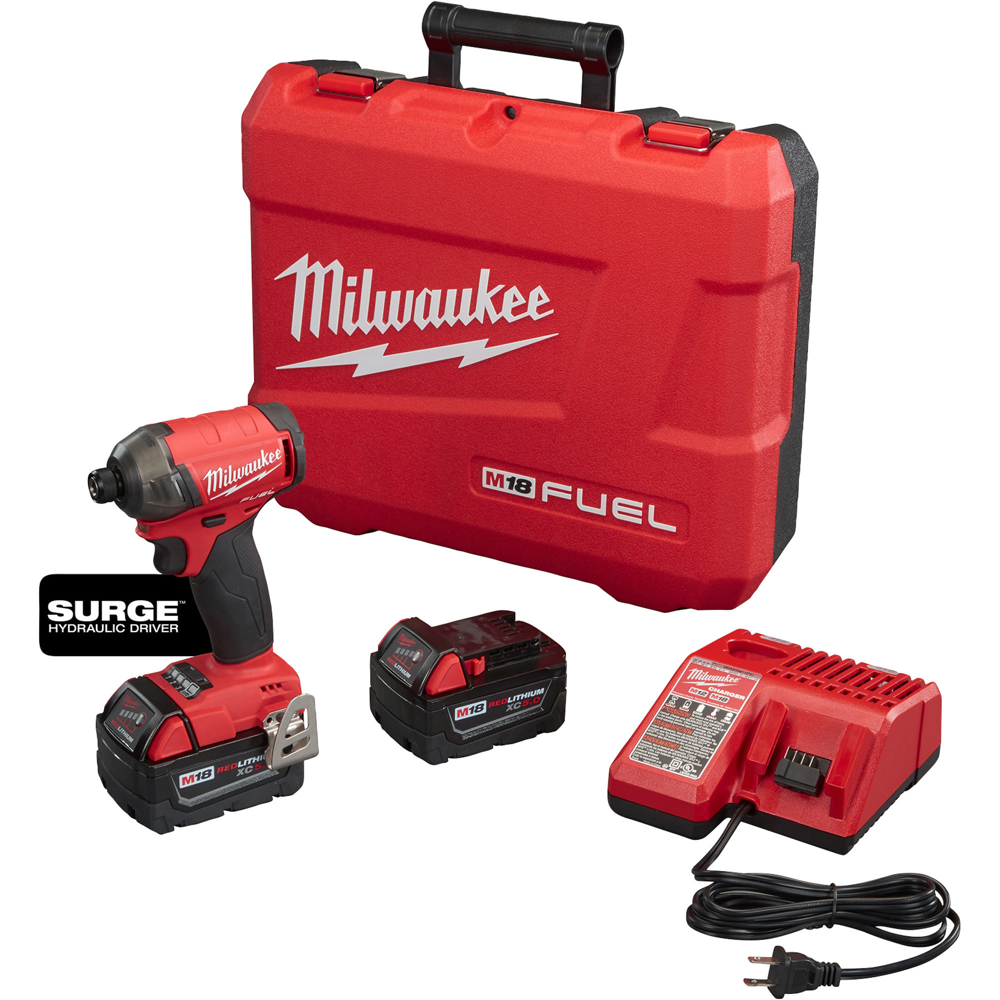 Milwaukee M18 FUEL Surge Cordless Hydraulic Impact Driver Kit — 1/4in. Hex  Drive, 37.5 Ft./Lbs. Torque, Batteries, Model# 2760-22 Northern Tool