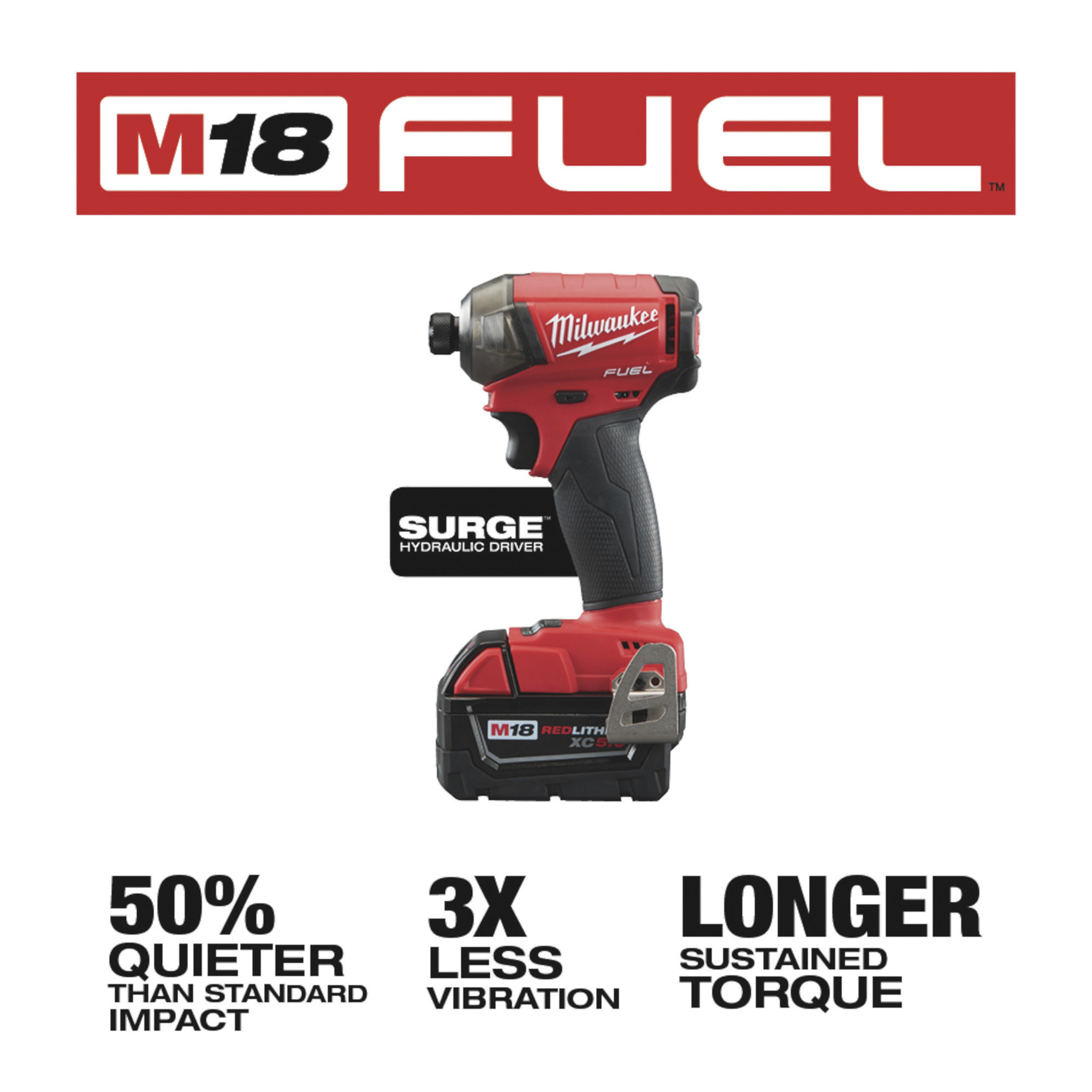 Milwaukee M18 FUEL Surge Cordless Hydraulic Impact Driver Kit — 1/4in. Hex  Drive, 37.5 Ft./Lbs. Torque, Batteries, Model# 2760-22 Northern Tool