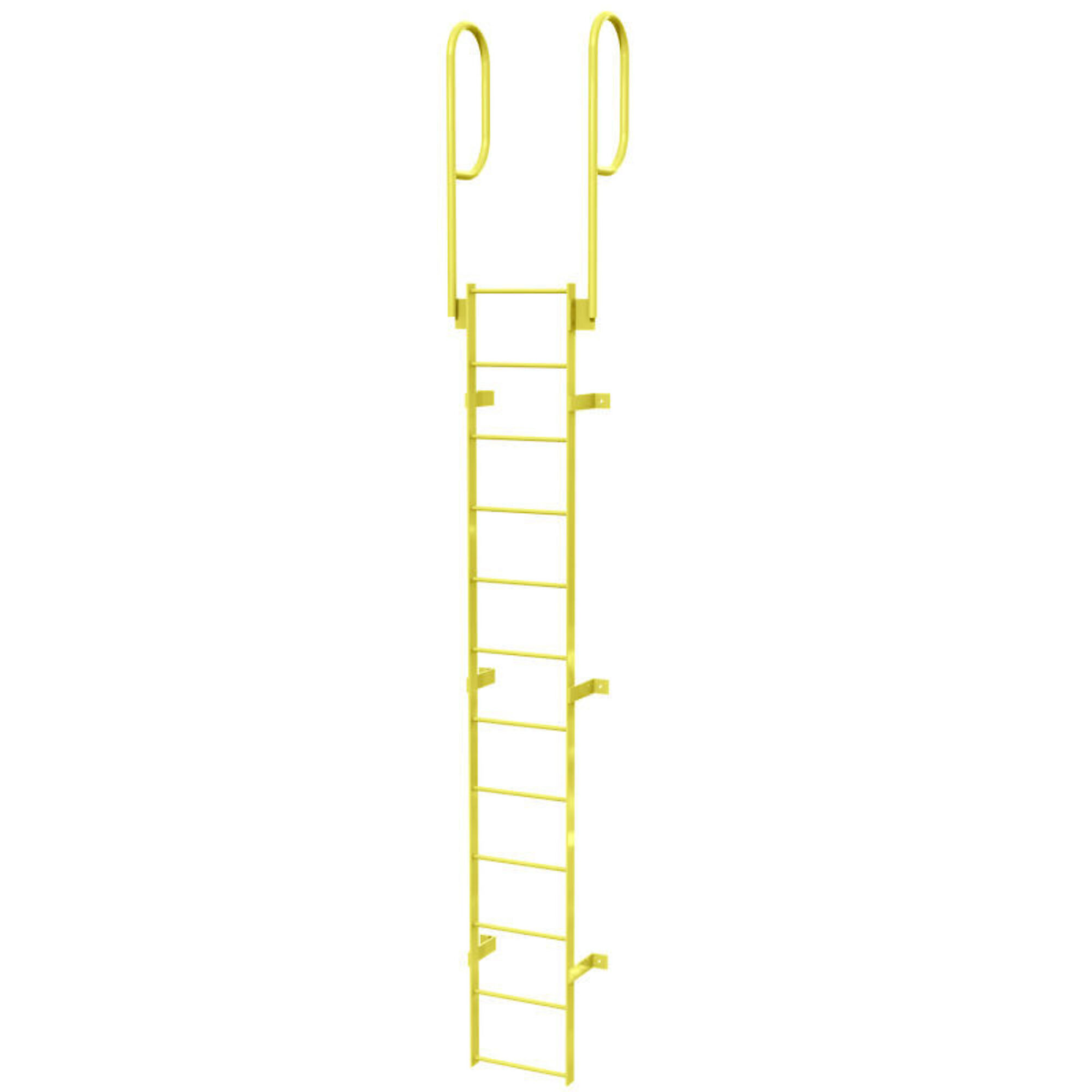 Ballymore, 12 Step Fixed Access Ladder with Walk-thru Rails, Height 186 ft, Capacity 350 lb, Material Carbon Steel, Model# WLFS0212-Y