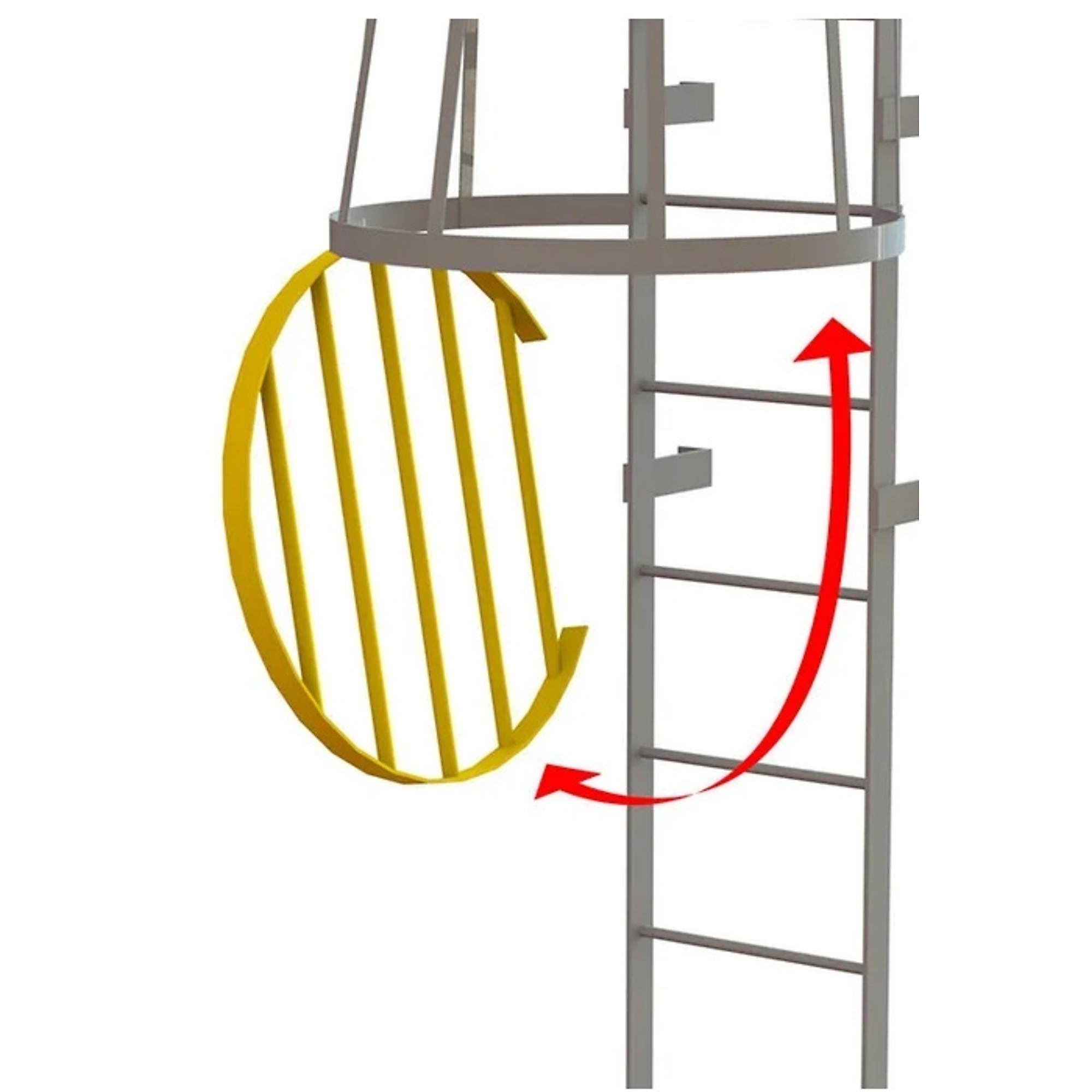 Ballymore, Cage Door for Fixed Ladder - Grey, Height 3 ft, Capacity 1 lb, Material Carbon Steel, Model# OPFS04-Y