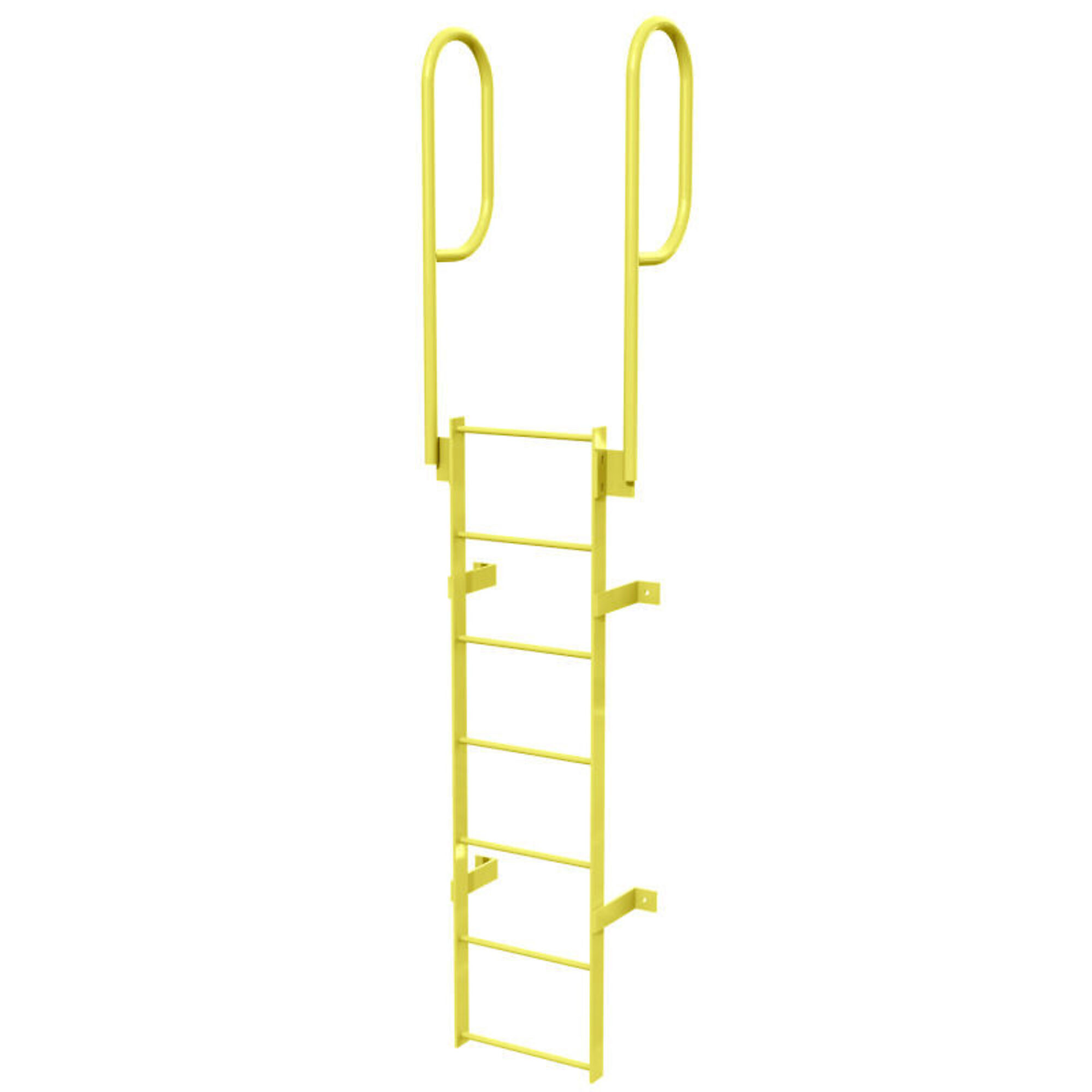 Ballymore, 7 Step Fixed Access Ladder with Walk-thru Rails, Height 126 ft, Capacity 350 lb, Material Carbon Steel, Model# WLFS0207-Y