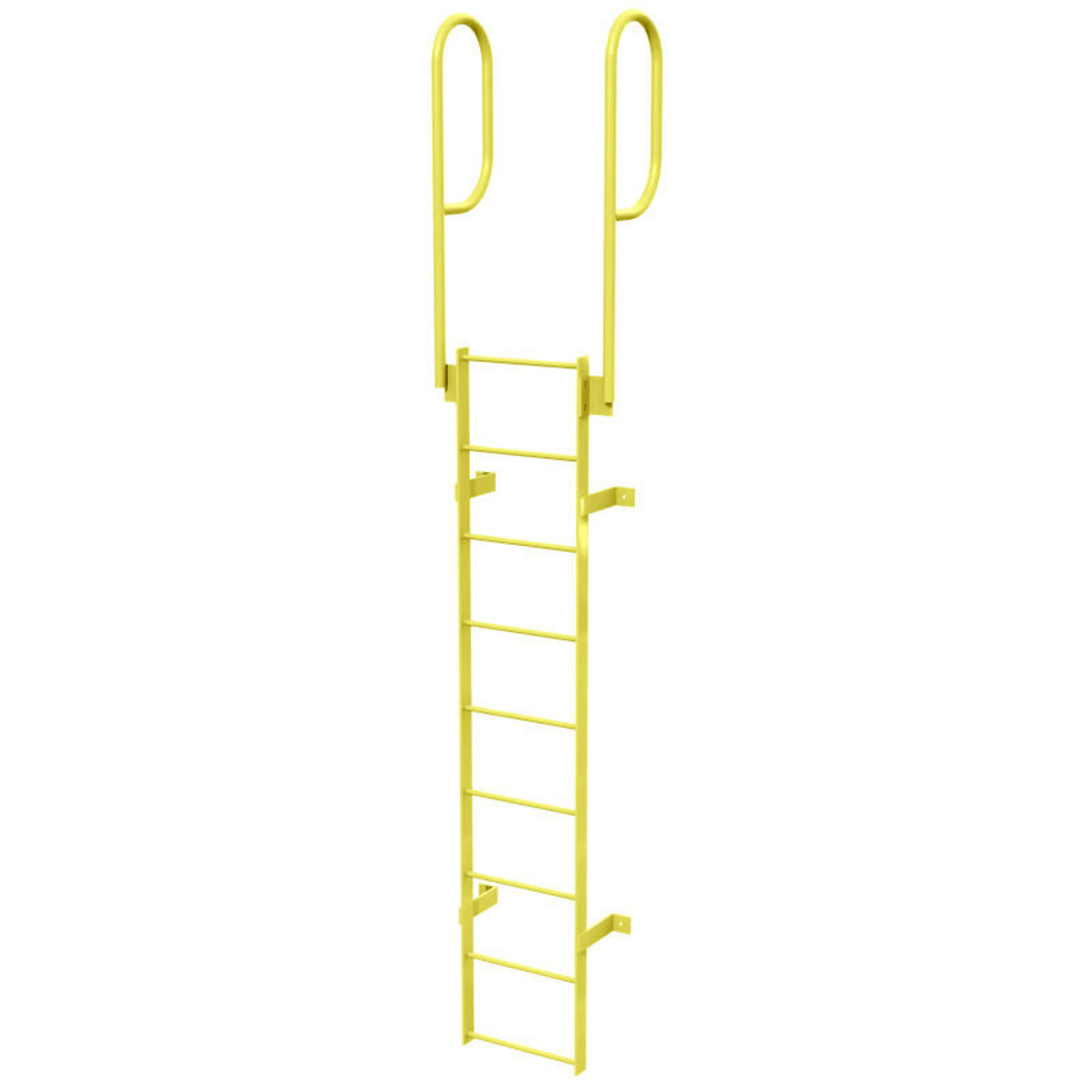 Ballymore, 9 Step Fixed Access Ladder with Walk-thru Rails, Height 150 ft, Capacity 350 lb, Material Carbon Steel, Model# WLFS0209-Y
