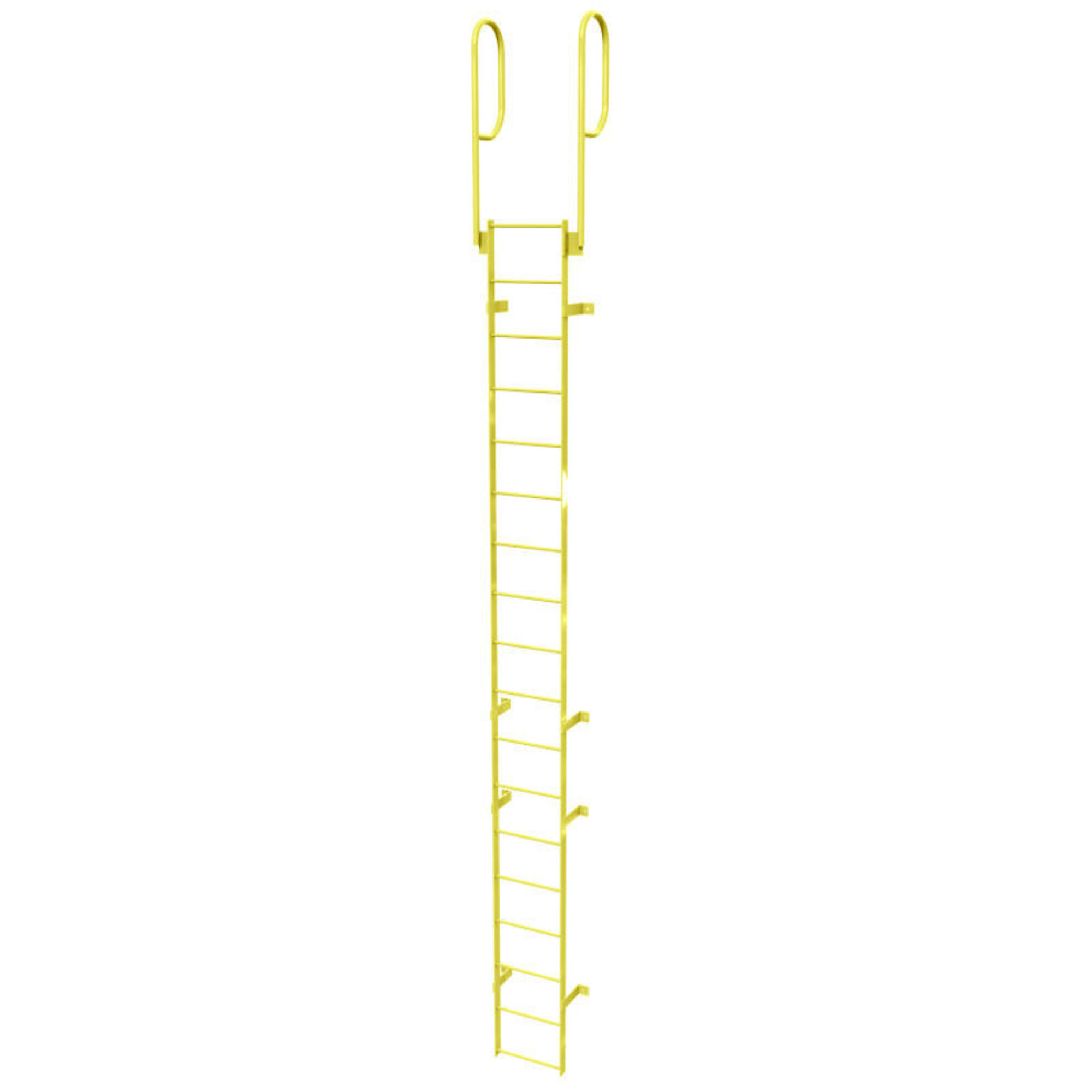 Ballymore, 18 Step Fixed Access Ladder with Walk-thru Rails, Height 258 ft, Capacity 350 lb, Material Carbon Steel, Model# WLFS0218-Y