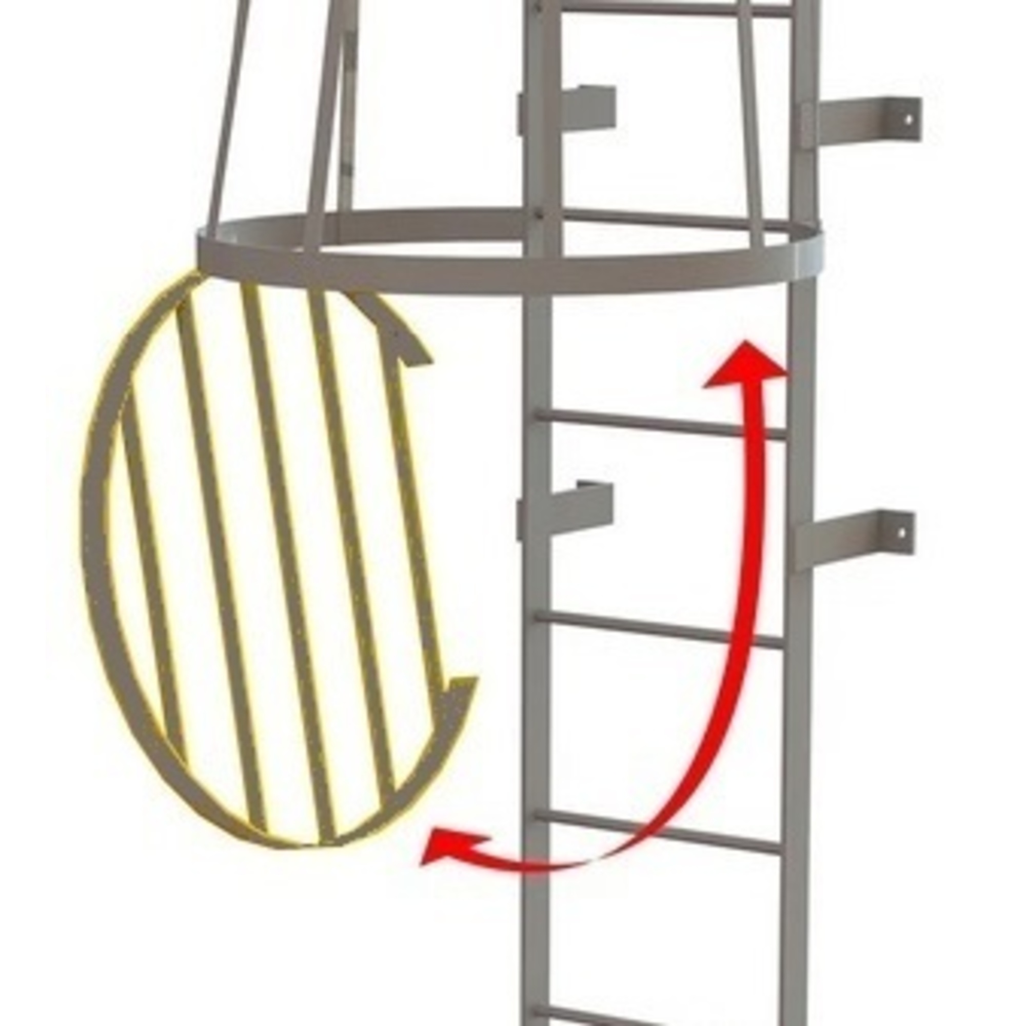 Ballymore, Cage Door for Fixed Ladder - Yellow, Height 3 ft, Capacity 1 lb, Material Carbon Steel, Model# OPFS04