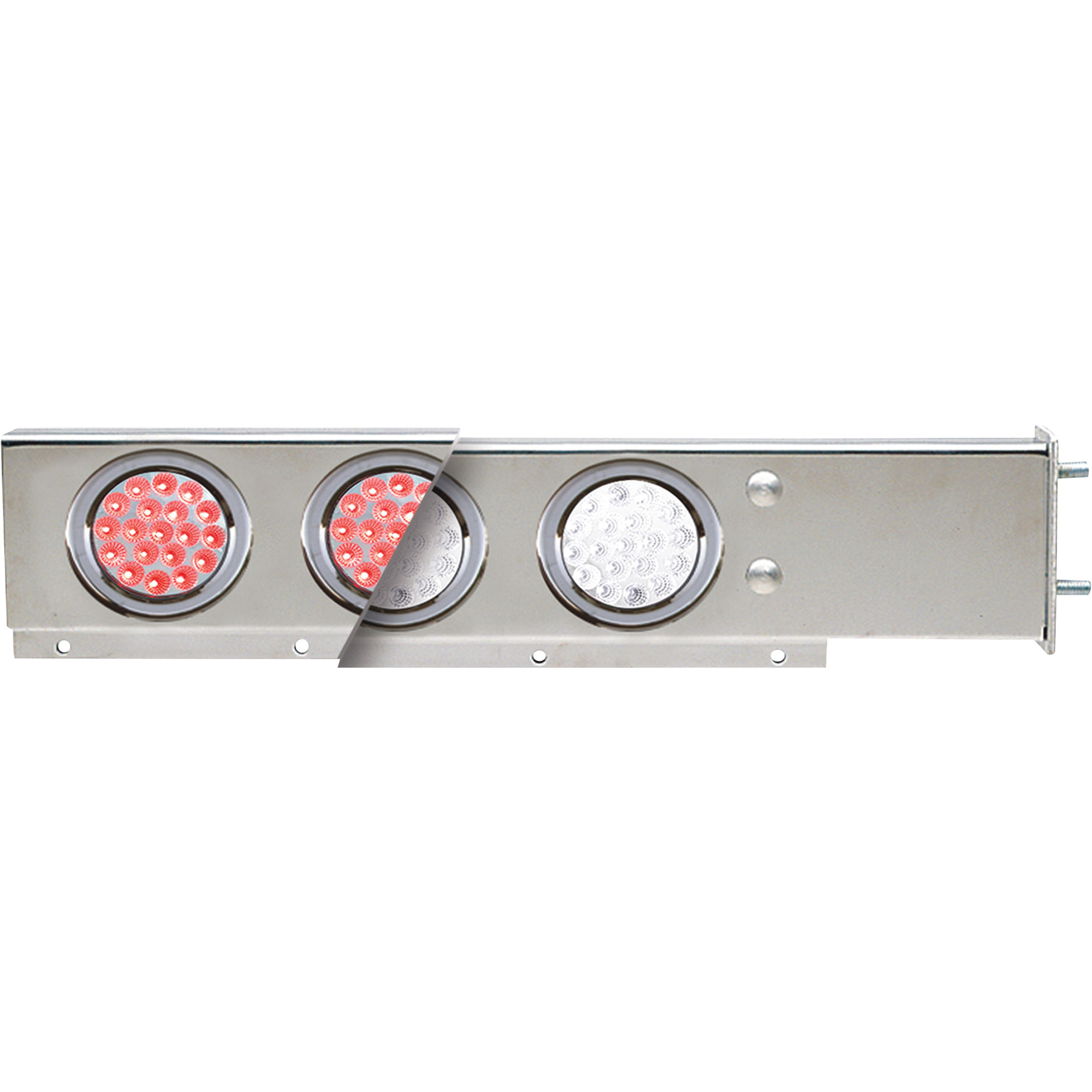 TRUX Accessories Flat Top Semi-Truck Mud Flap Hanger Light Bars with Red and Clear LEDs, Pair, Model# TU-9209L2