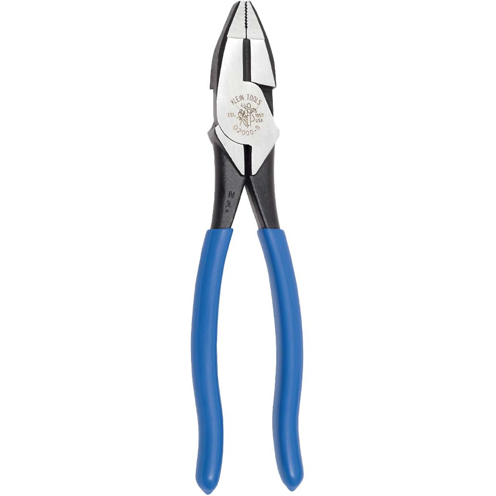 Klein Tools, Lineman's Pliers, Heavy-Duty Side Cutting, 8in., Pieces (qty.) 1 Material Steel, Jaw Capacity 1.58 in, Model# D2000-8