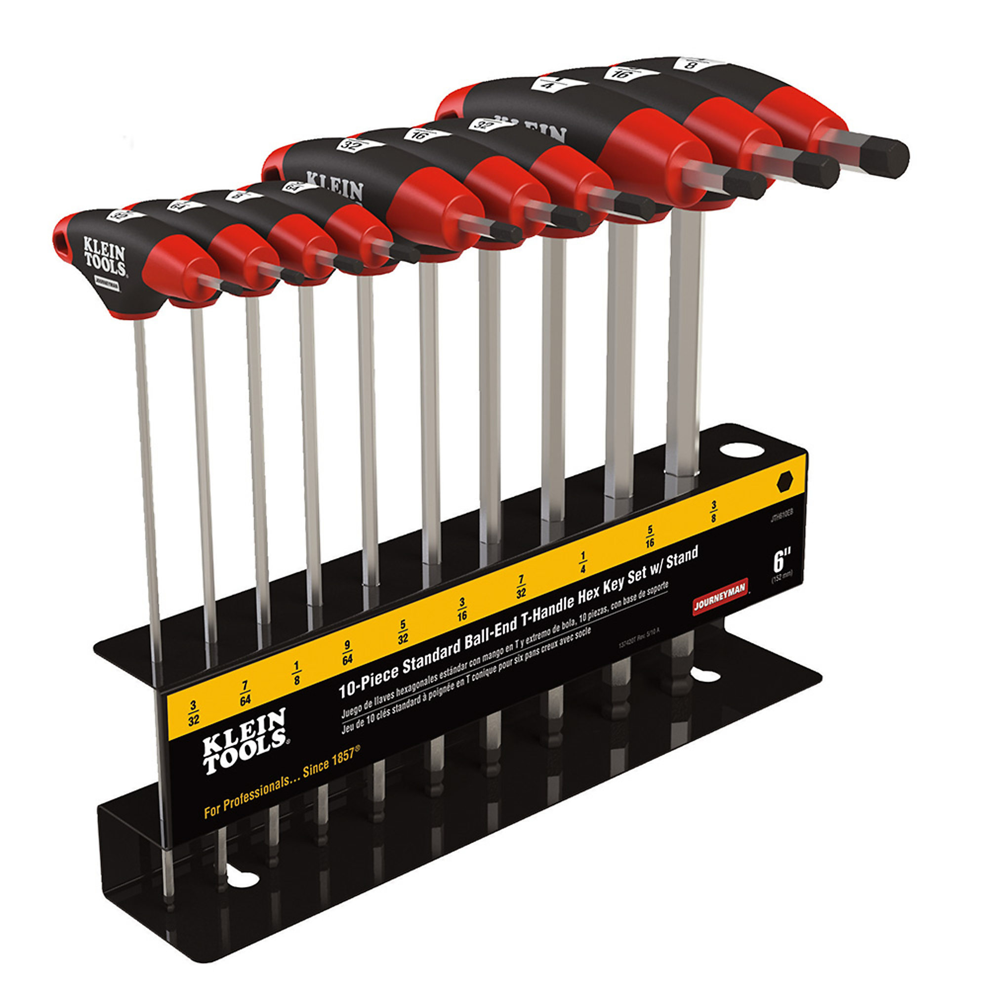 Klein Tools, Hex Key Set, SAE Ball-End T-Handle, 6in., with S, Pieces (qty.) 10 Model# JTH610EB