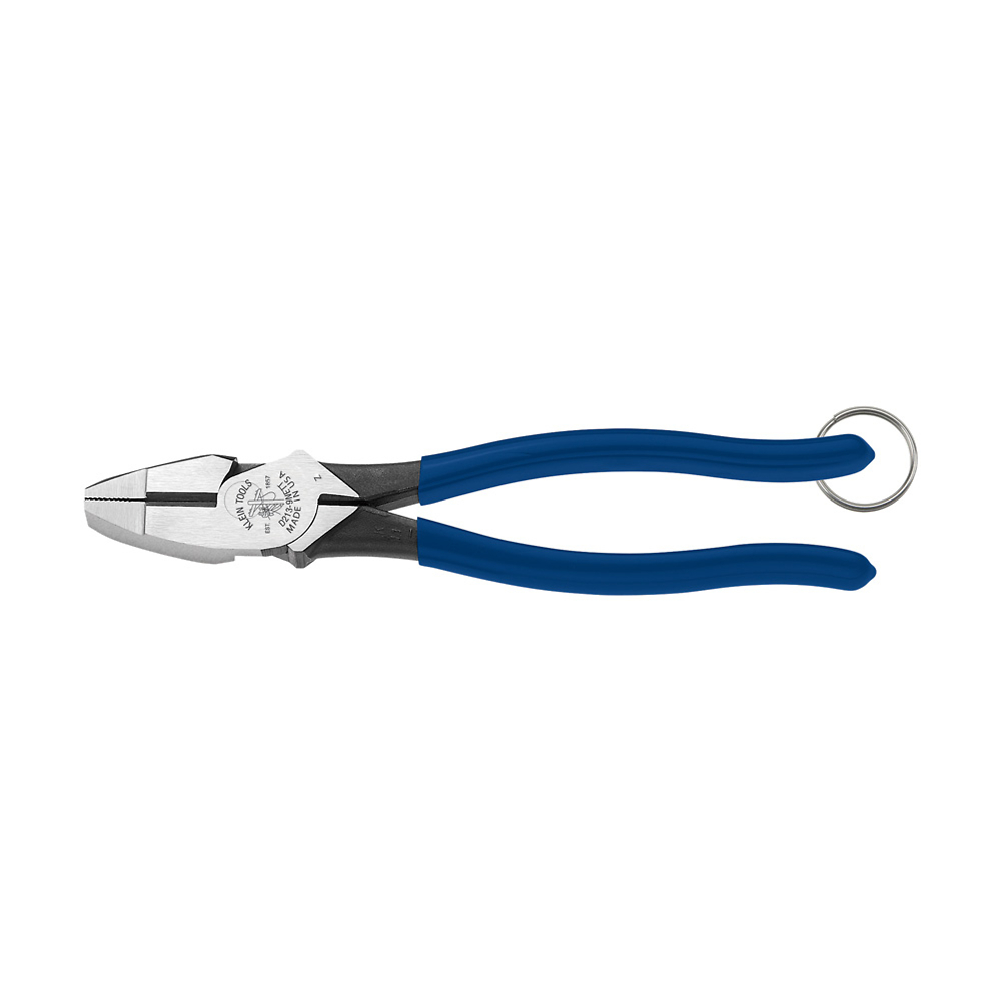 Klein Tools, Pliers, High-Leverage Side Cutters, Tether Ring, Pieces (qty.) 1 Material Steel, Jaw Capacity 1.38 in, Model# D213-9NETT
