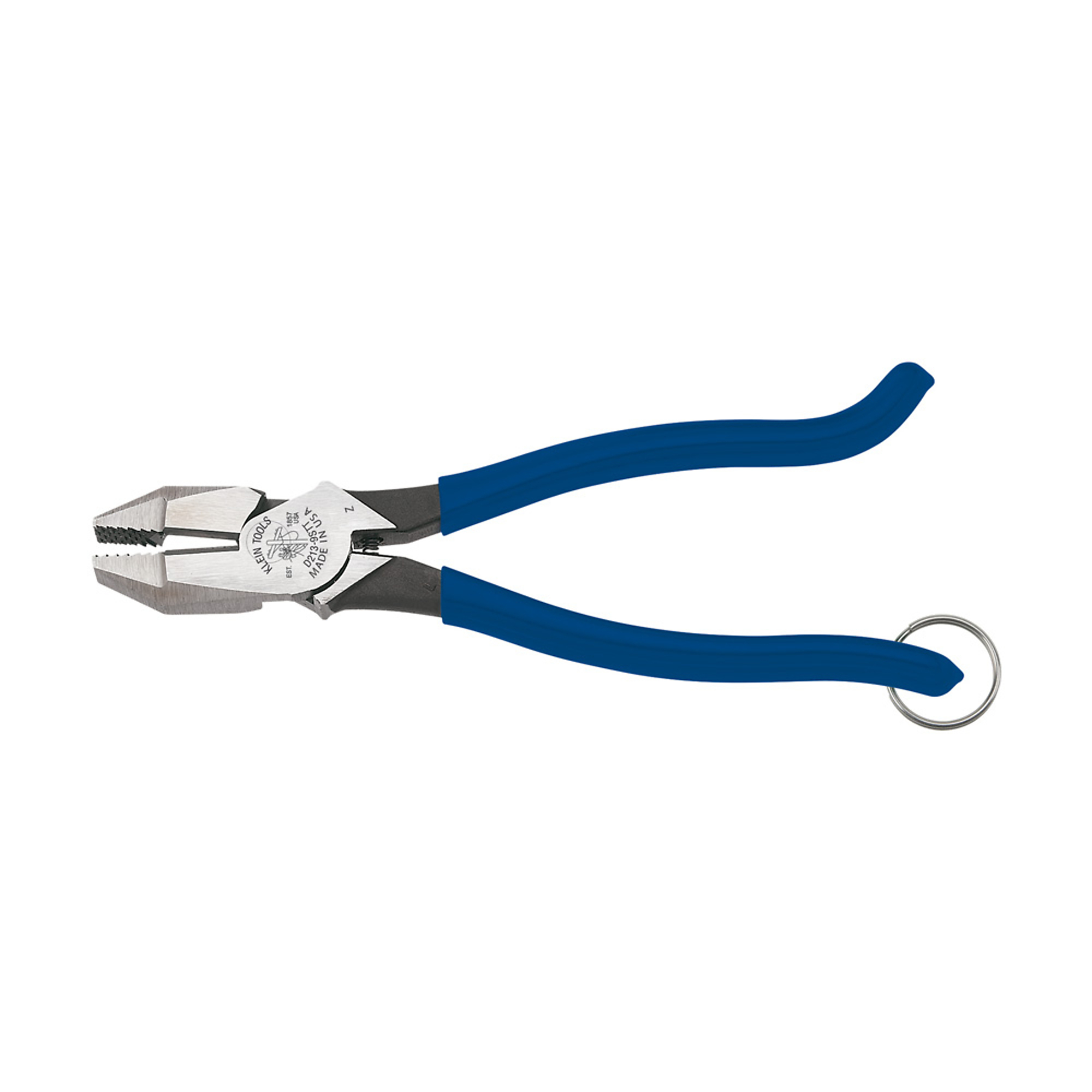 Klein Tools, Ironworker's Pliers with Tether Ring, Pieces (qty.) 1 Material Steel, Jaw Capacity 1.38 in, Model# D213-9STT