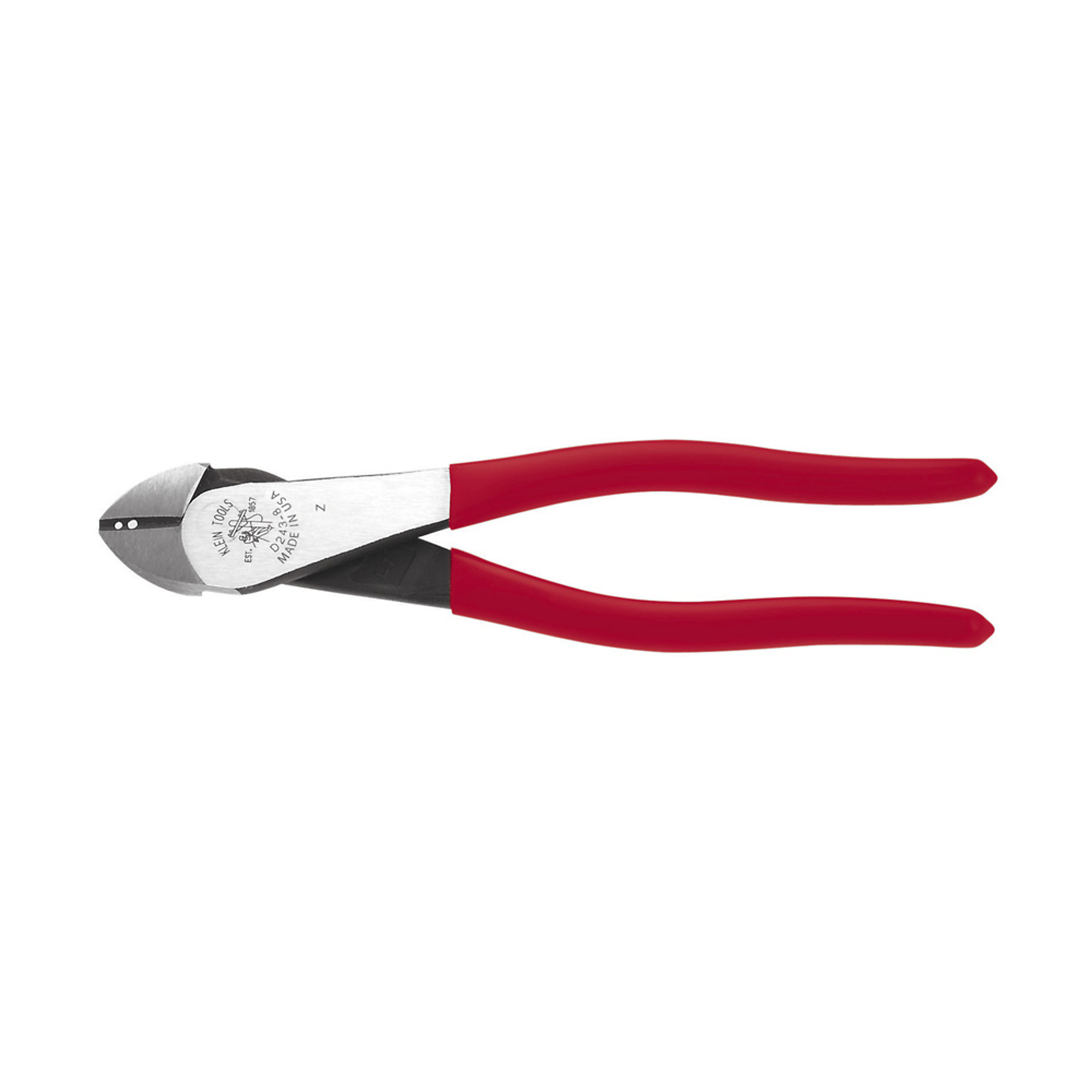 Klein Tools, Diagonal Cutting Pliers, High-Leverage, Stripping,, Pieces (qty.) 1 Material Steel, Jaw Capacity 0.94 in, Model# D243-8