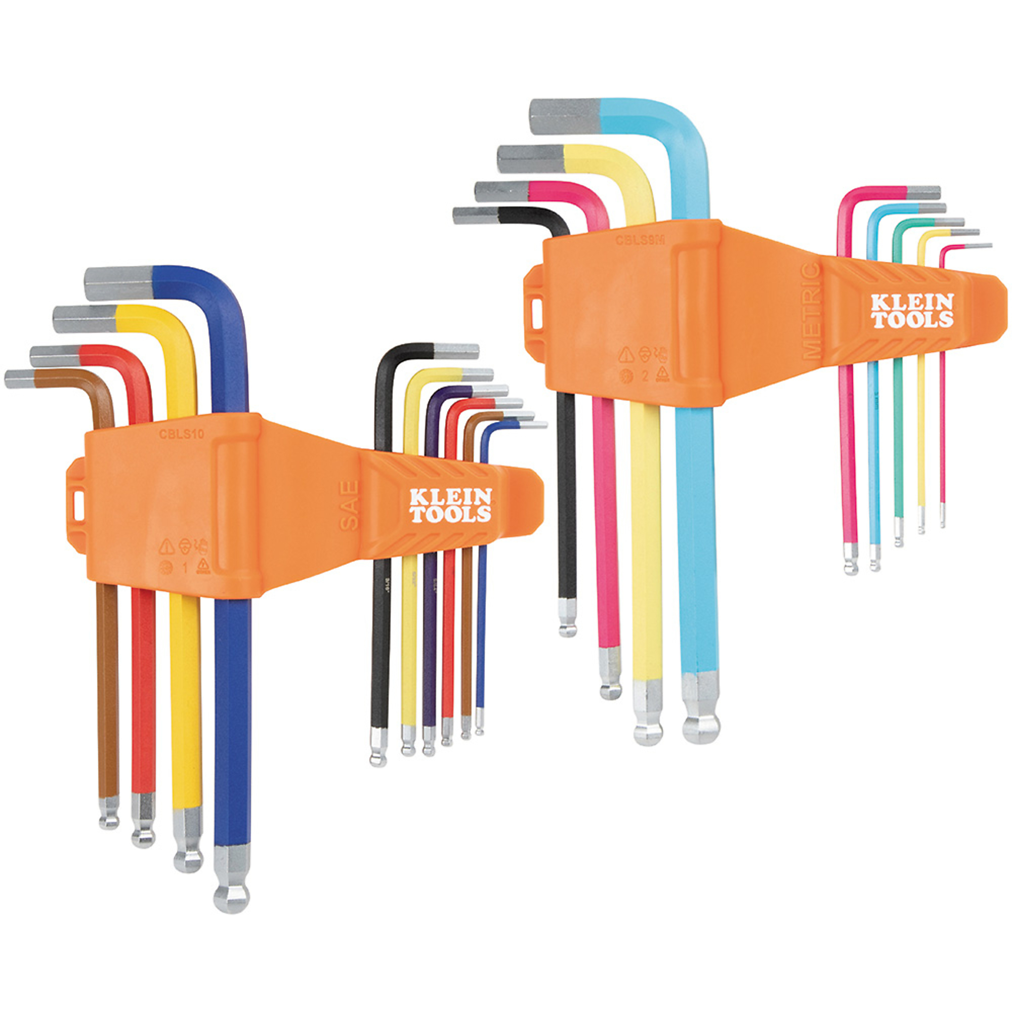 Klein Tools, Powder Coated Long Ball End Hex Key Set, SAE and M, Pieces (qty.) 9 Model# CBLS19