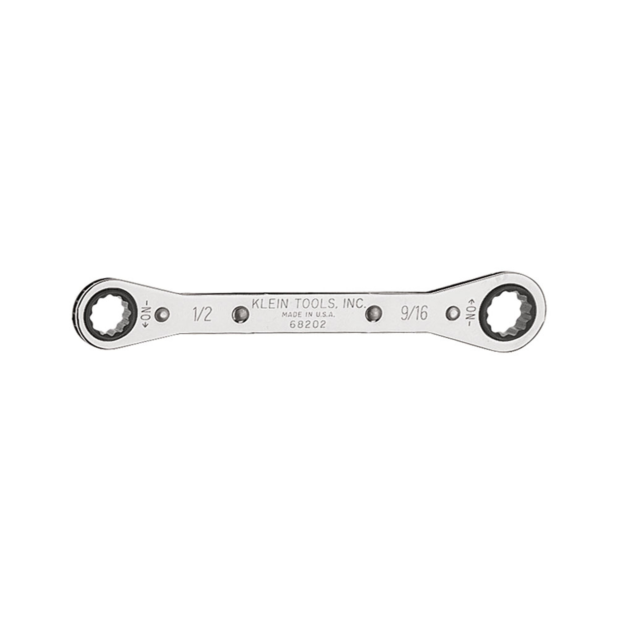 Klein Tools, Ratcheting Box Wrench 1/2 x 9/16in., Model# 68202