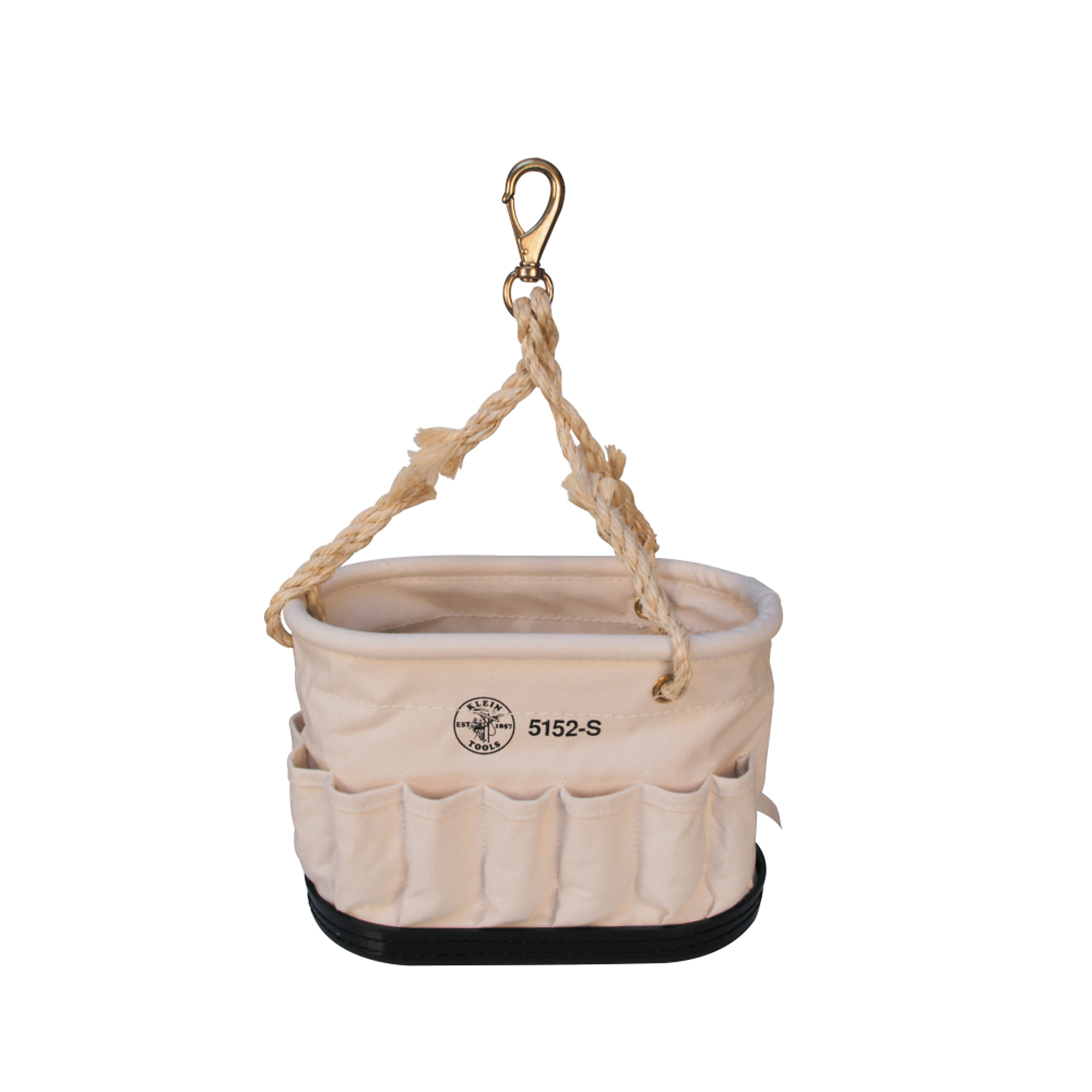 Klein Tools, Canvas Bucket, 41-Pocket Oval Bucket with Swivel S, Color Beige, Pockets (qty.) 41 Material Canvas, Model# 5152S