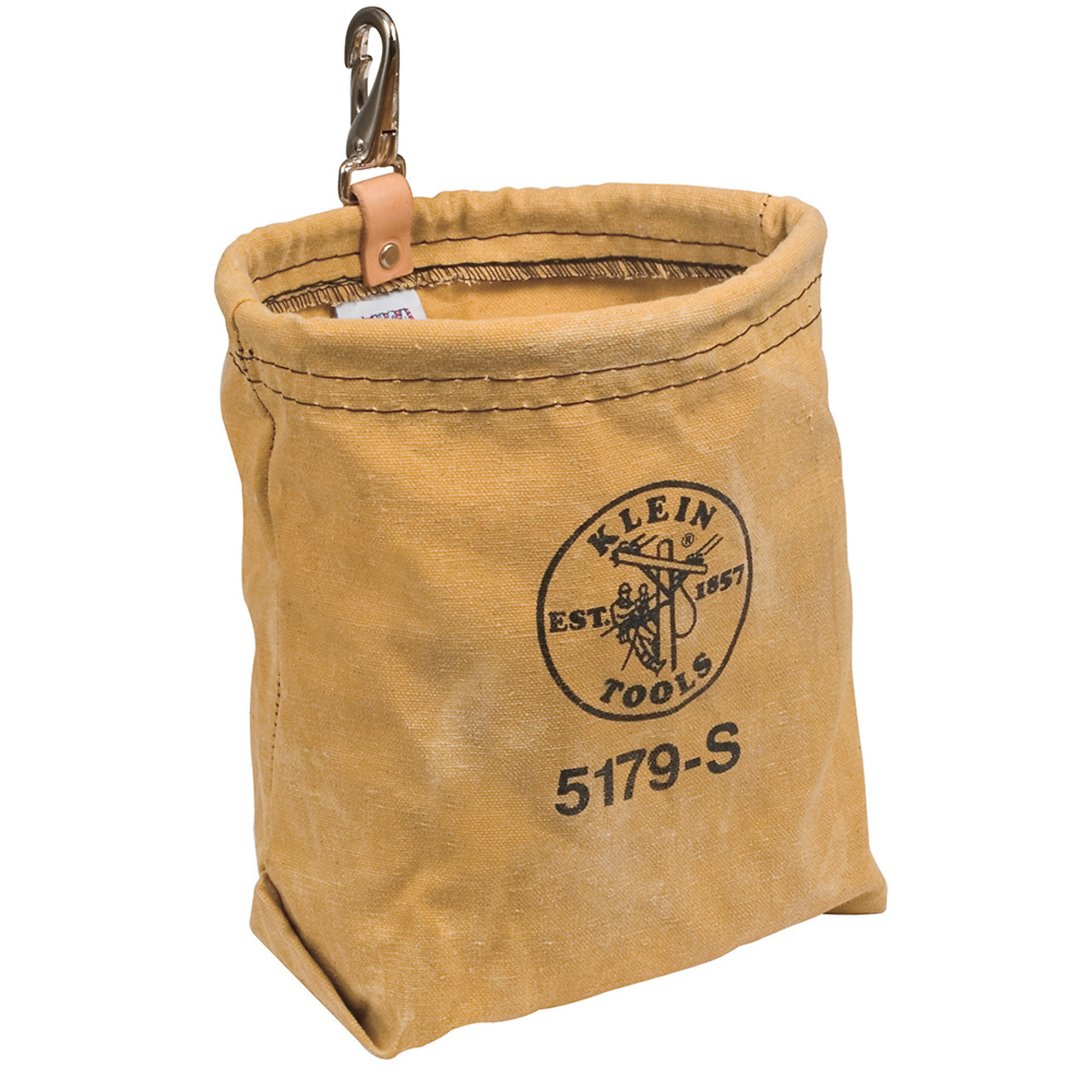 Klein Tools, Tool Pouch, Water-Repellent Bag with Snap Clip, 7., Color Multi, Pockets (qty.) 1 Material Canvas, Model# 5179S