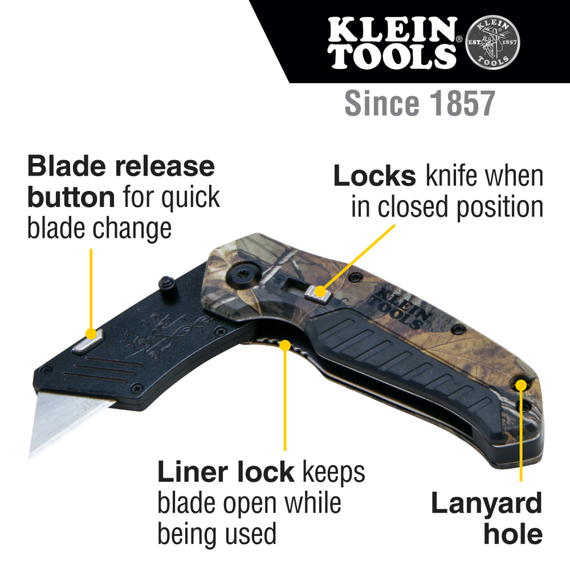 Klein Tools, Folding Utility Knife Camo Assisted-Open, Blades (qty.) 1 ...