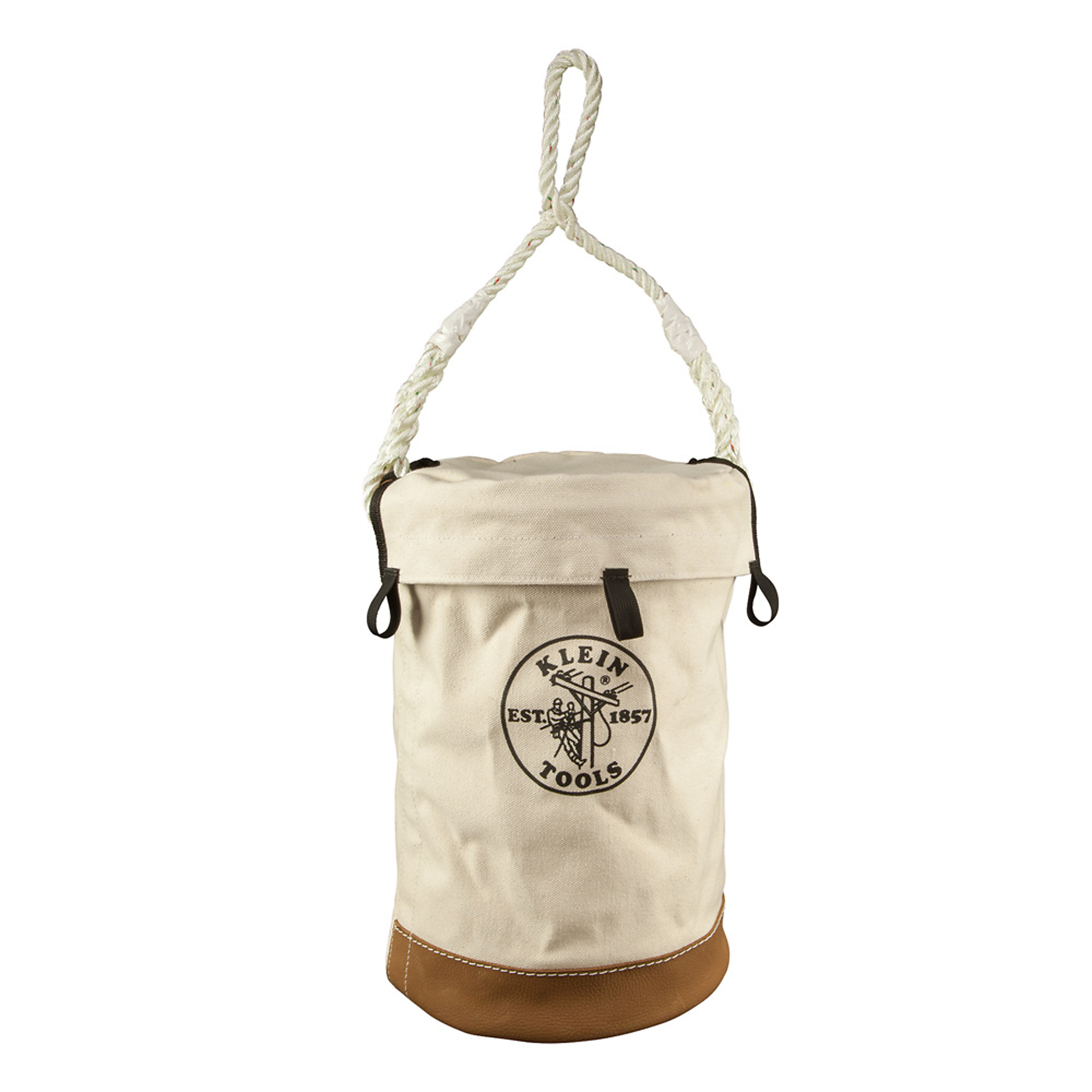 Klein Tools, Leather Bottom Bucket with Top, Color White, Pockets (qty.) 1 Material Multiple, Model# 5104VT