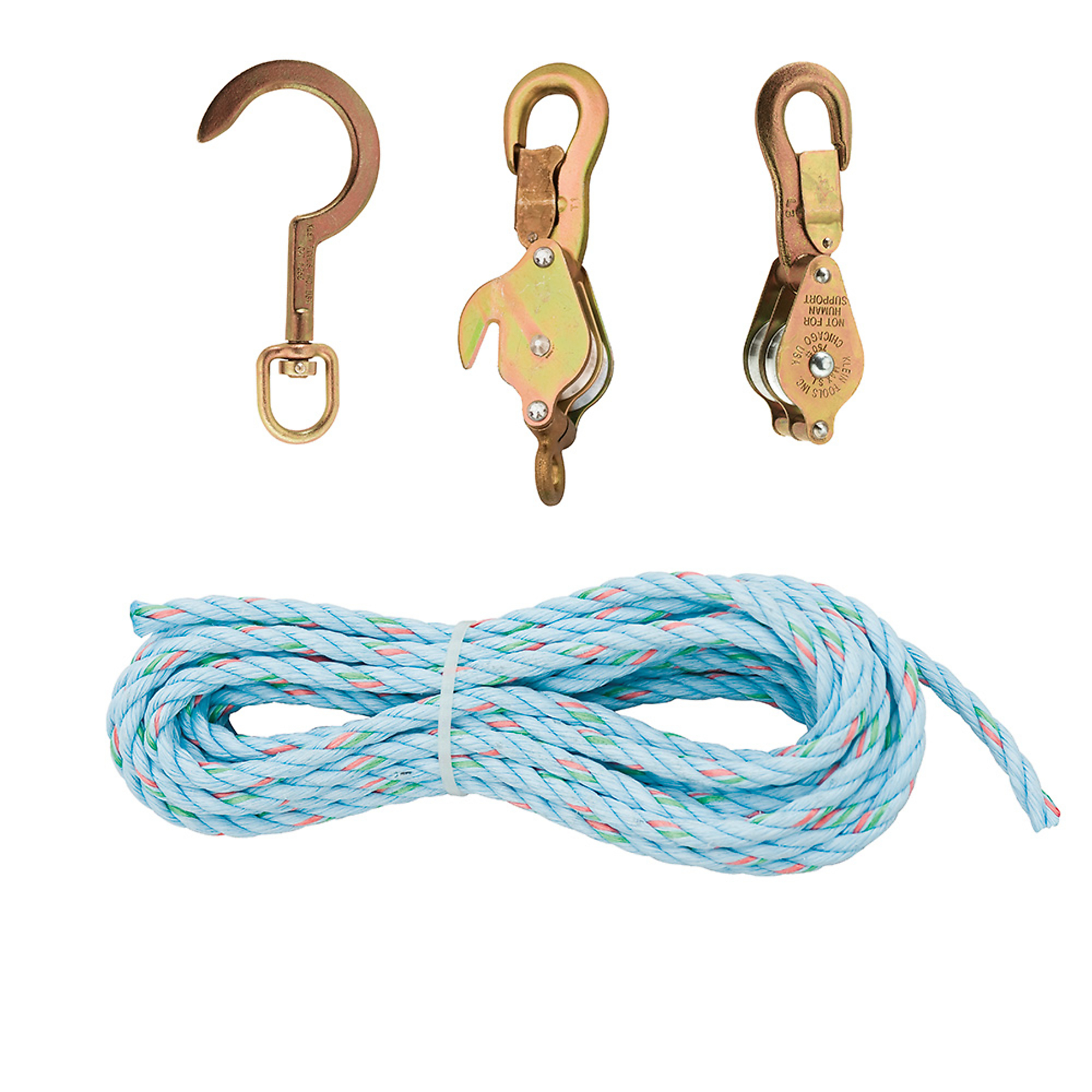 Klein Tools, Block and Tackle with Cat. No. 268 Block, Load Capacity 750 lb, Material Multiple, Model# 1802-30S