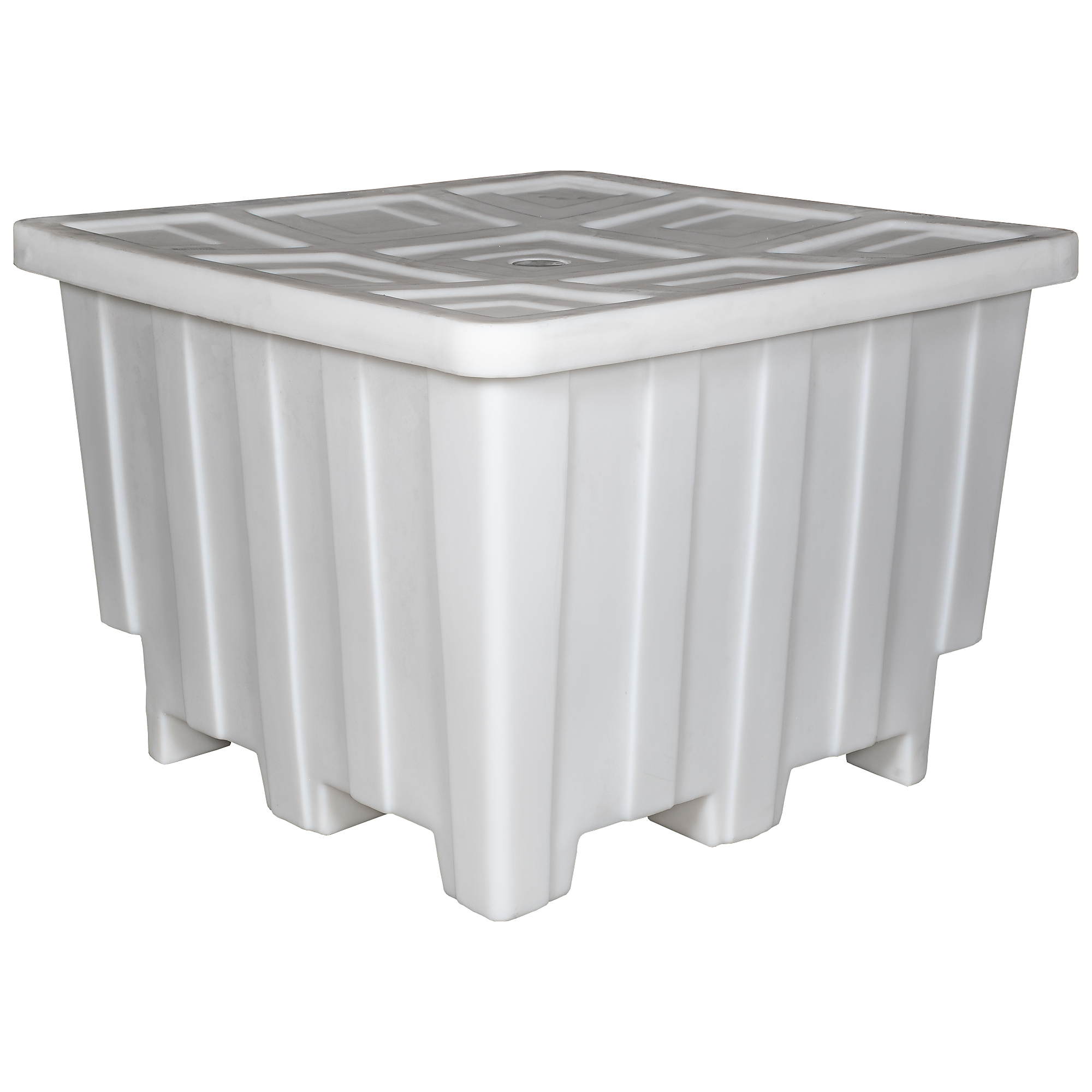 Romotech Bulk Storage Tote Box Bin with Lid  — 50in. x 50in. x 36in., LLDPE Plastic, 1200-Lb. Capacity, Food Feed Grade Plastic, for Commercial Kitchen Use, Utility Storage, White, Model# 82125038