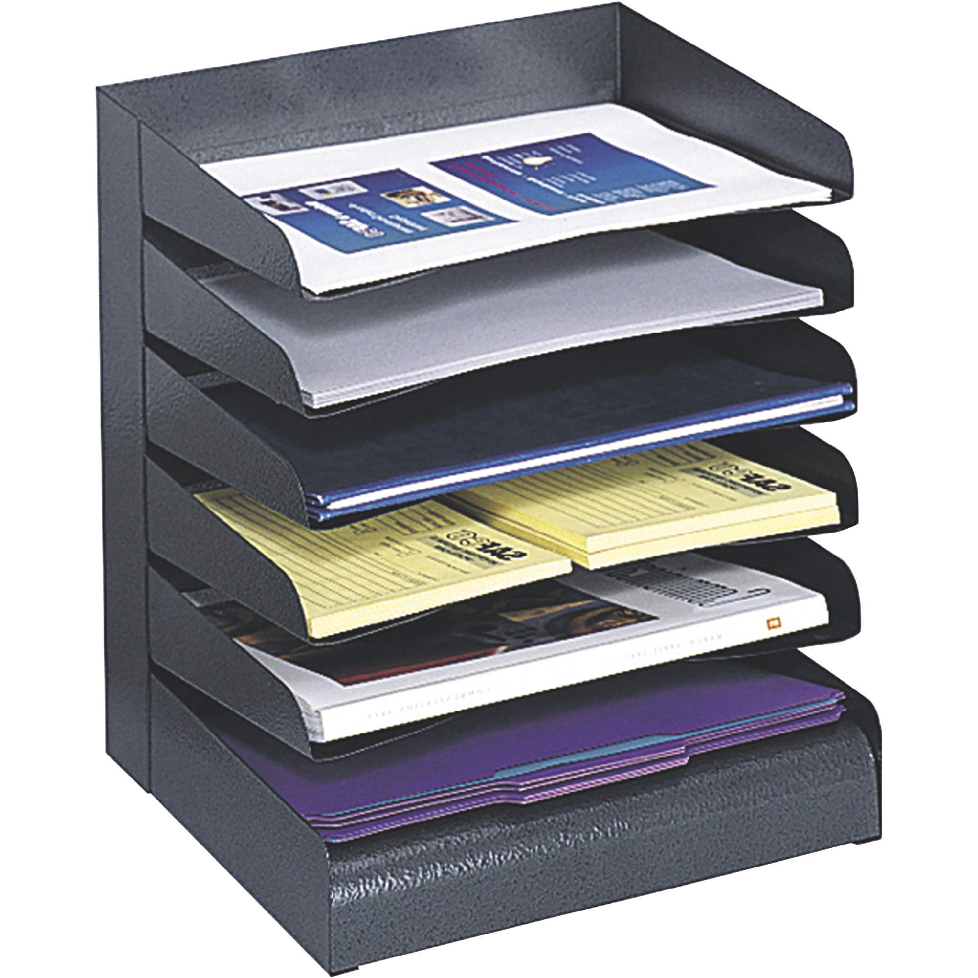 Safco Steel 6-Tray Desk Sorter, Black, Model# 3127BL