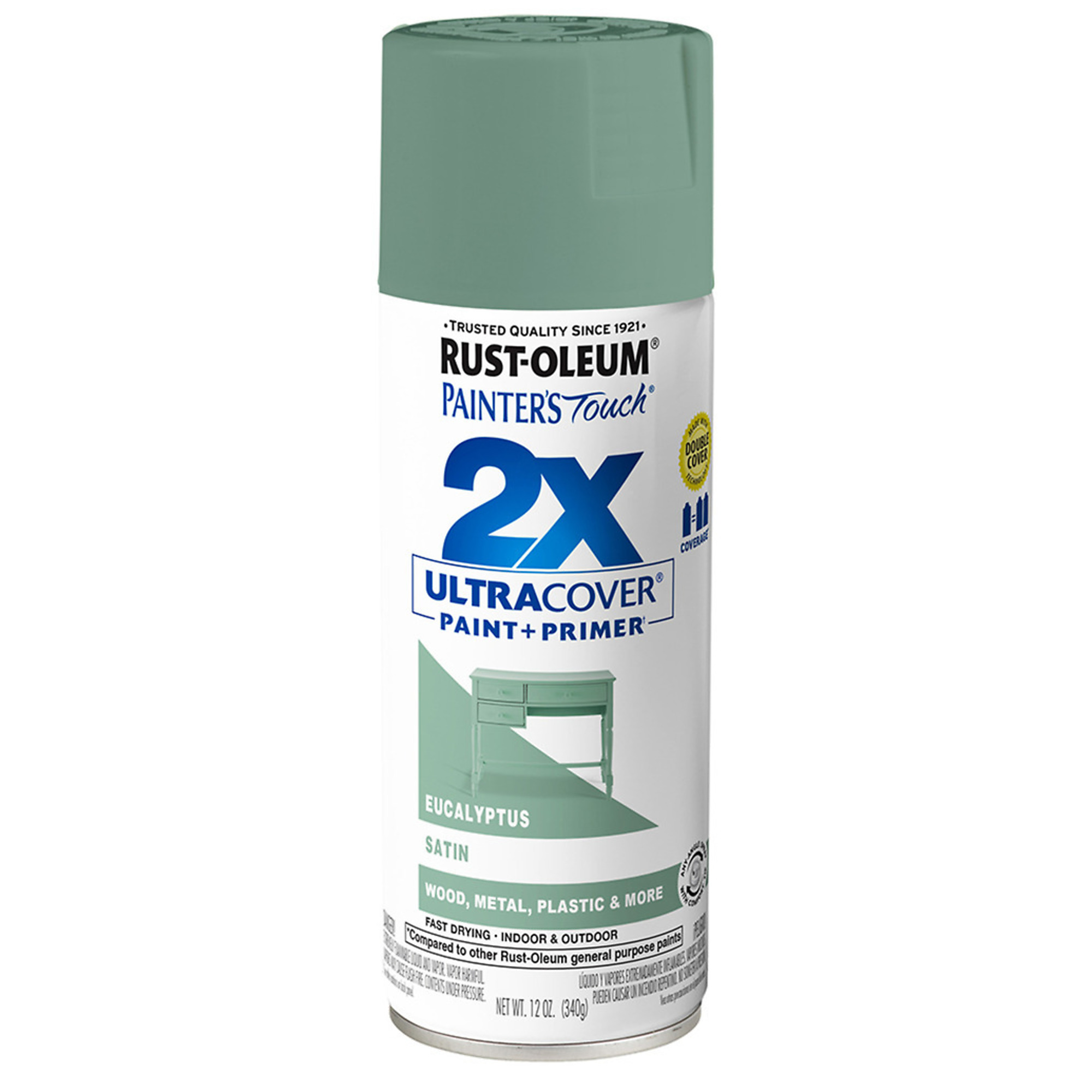 Rust-Oleum Painter's Touch 2X Spray Paint - Satin, Eucalyptus, 12 Oz., Model# 383201DS