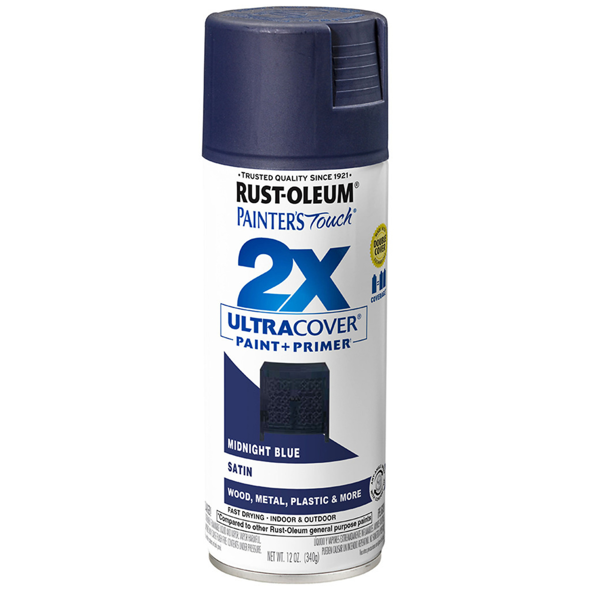 Rust-Oleum Painter's Touch 2X Spray Paint - Satin, Midnight Blue, 12 Oz., Model# 334091DS