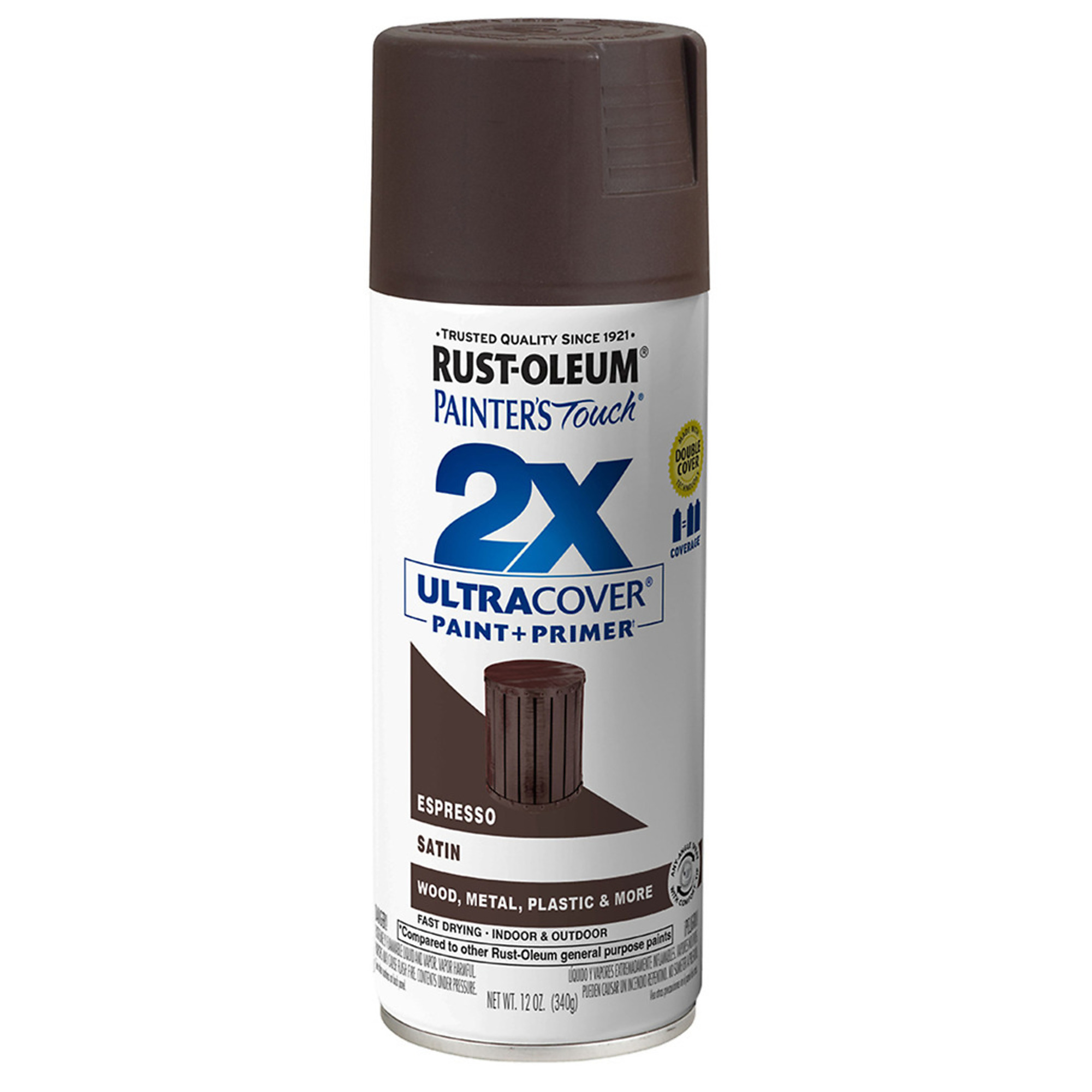 Rust-Oleum Painter's Touch 2X Ultra Cover Spray Paint - Satin Espresso, 12 Oz., Model# 334066DS