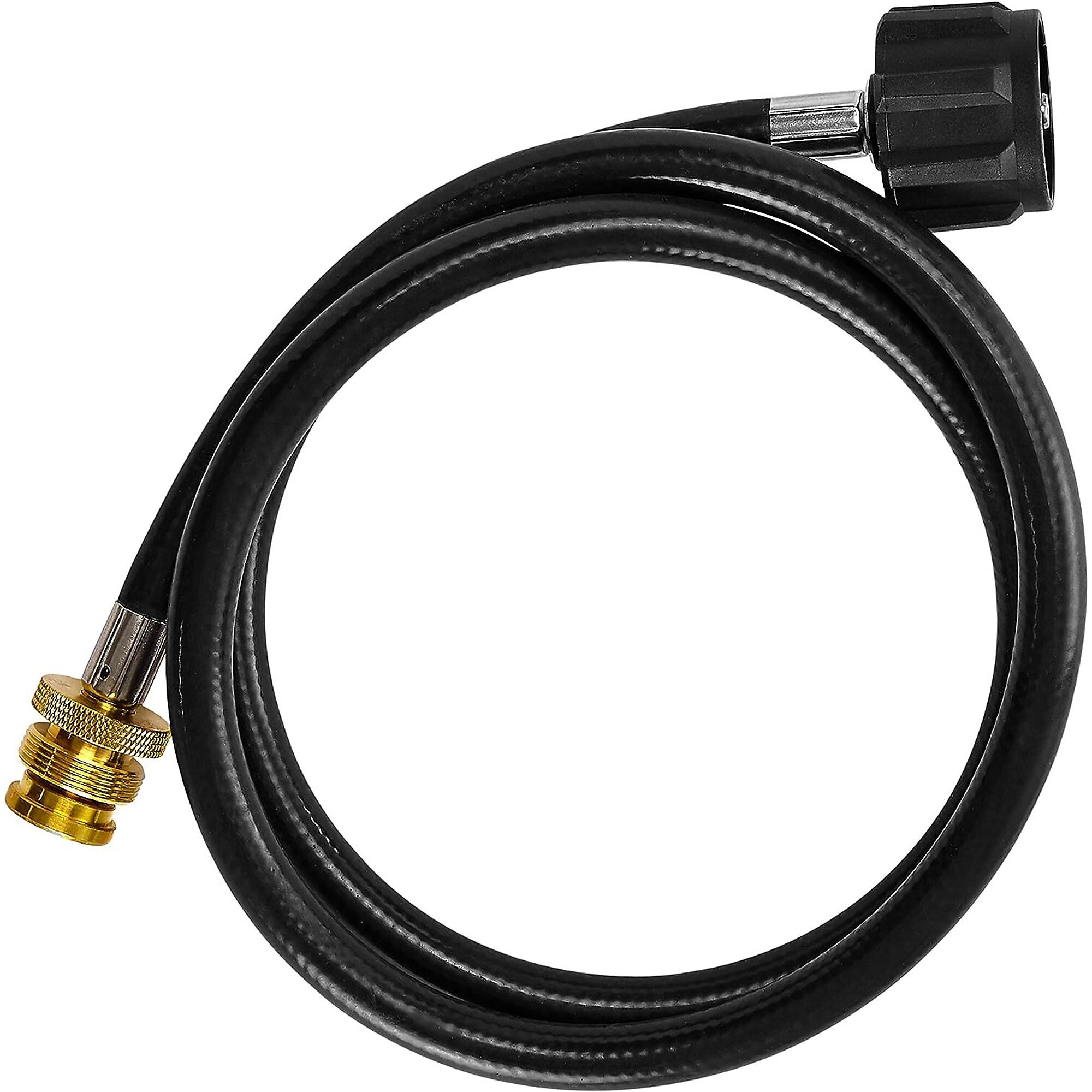 Flame King, Flame King 4ft. Rubber Adapter Hose, Included (qty.) 1 Material Rubber, Compatible With Propane powered appliances that use a CGA hookup., Model# YSN-QCC-1LB