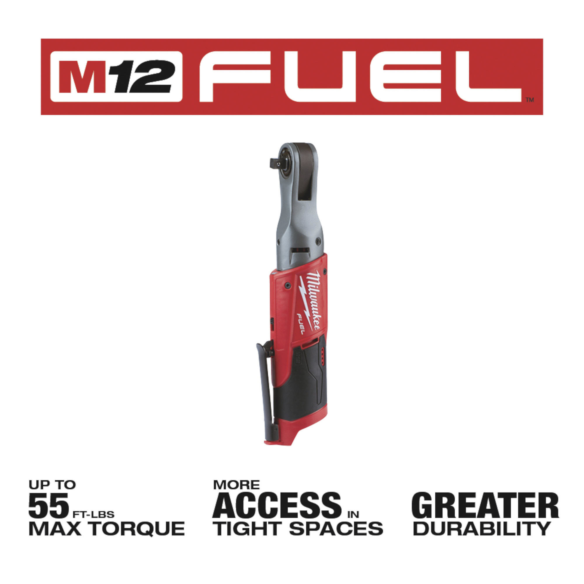 Milwaukee M12 FUEL Cordless Brushless 3/8in. Ratchet, Tool Only, Model ...