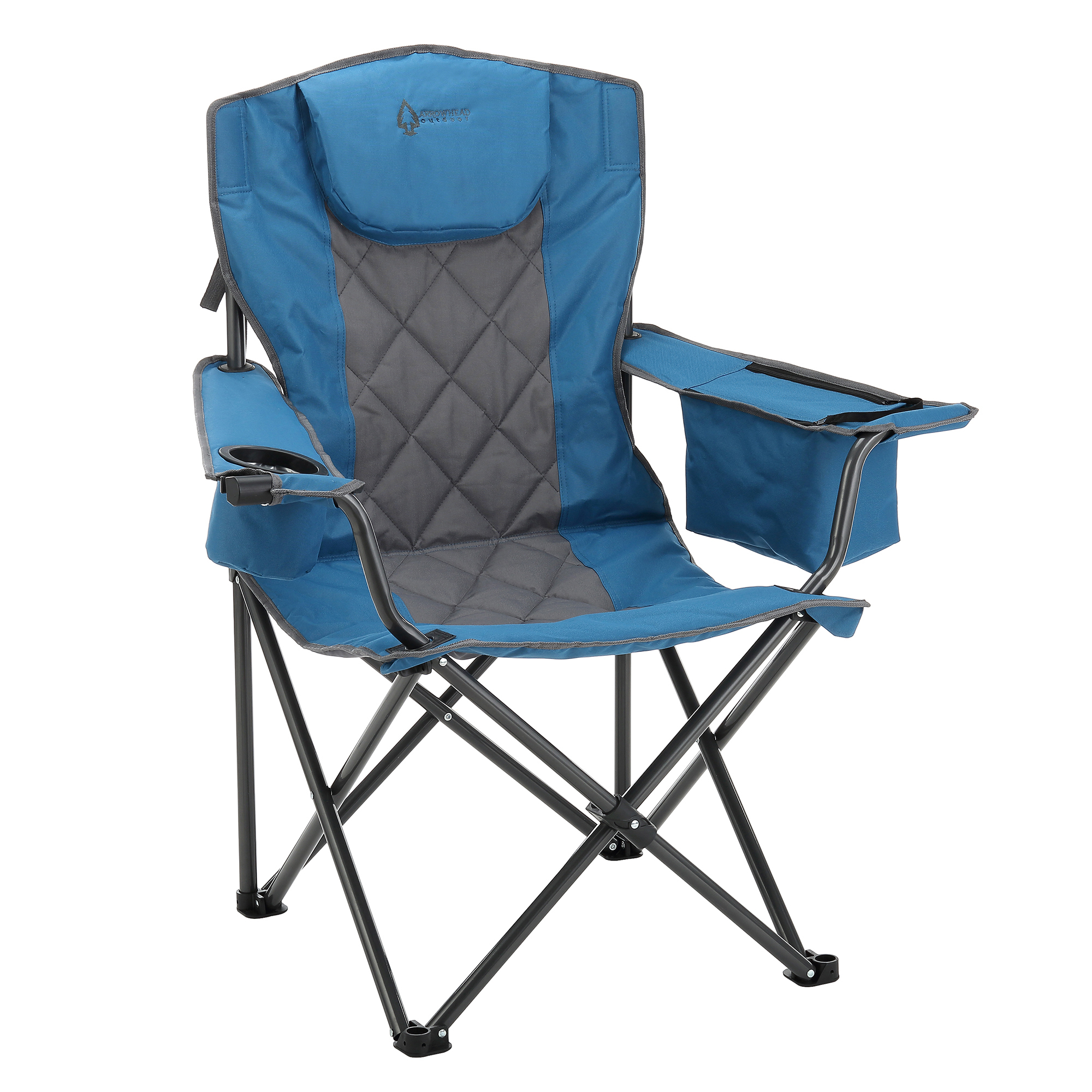 ARROWHEAD OUTDOOR, Portable Folding Camp Chair w/6-Can Armrest Cooler, Model# KKS0273U