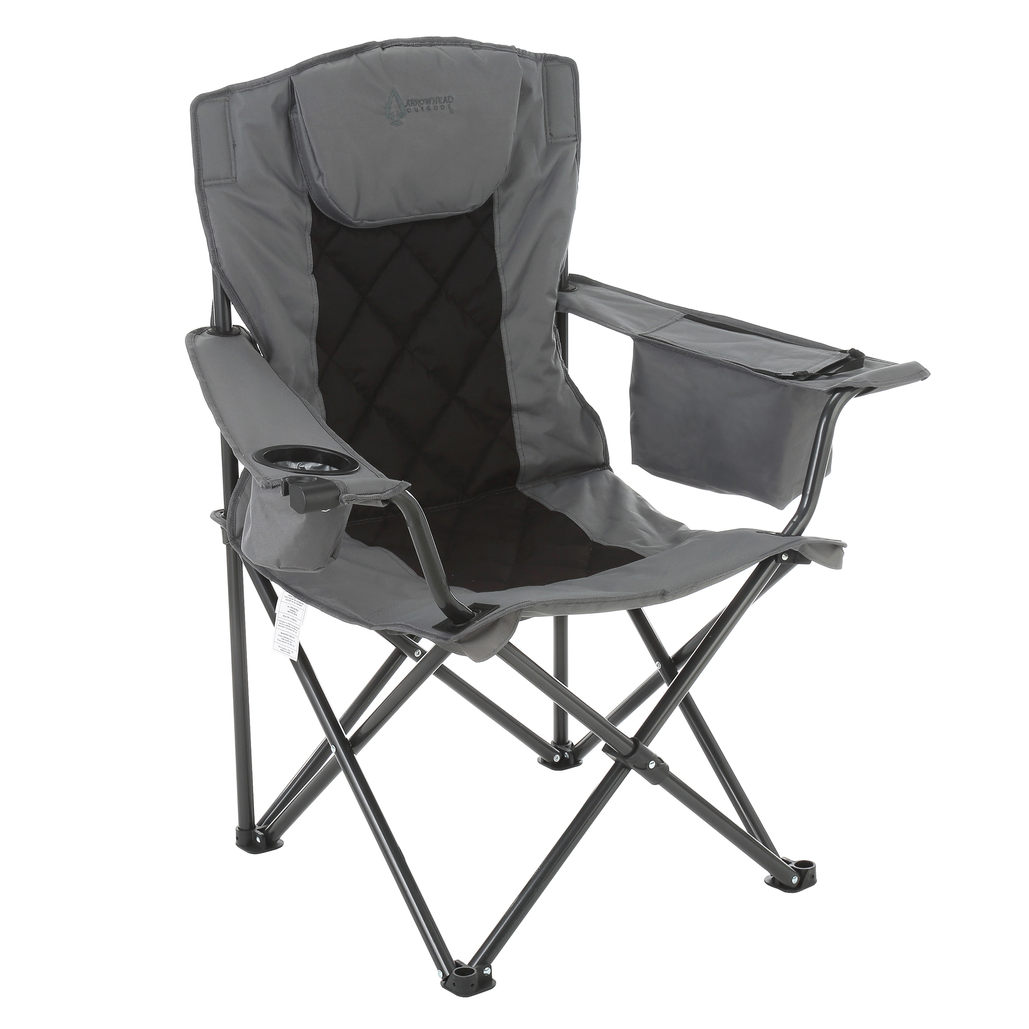 ARROWHEAD OUTDOOR, Portable Folding Camp Chair w/6-Can Armrest Cooler, Model# KKS0316U