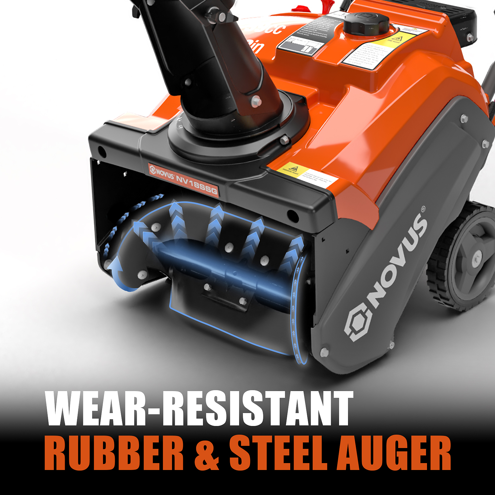 Novus 18in Single Stage Snow Blower Remote Chute Control Clearing