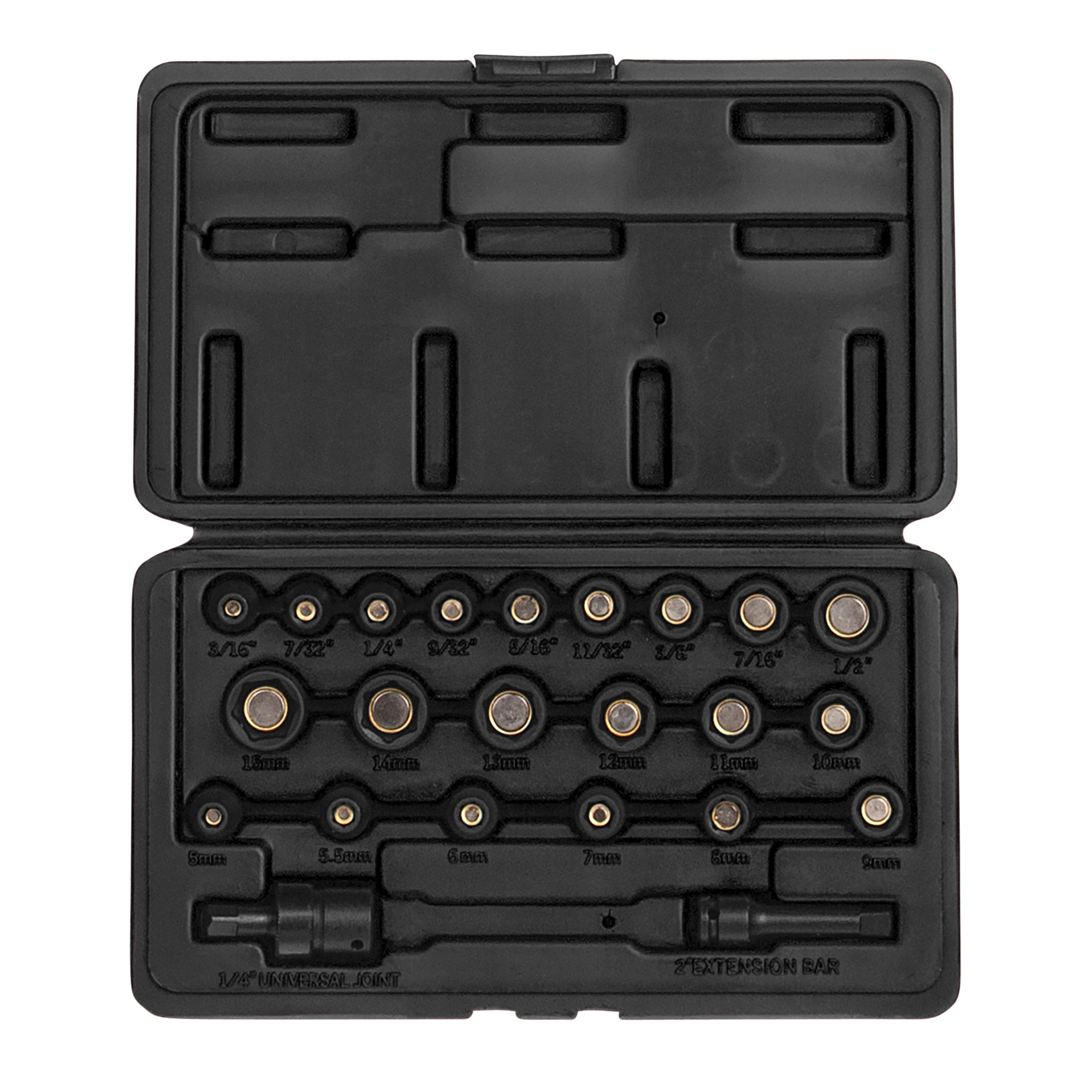 Sunex Tools Master Socket Set — 1/4in. Drive, SAE/Metric, 6-Point, Magnetic, 23 Pcs, Model# 1818