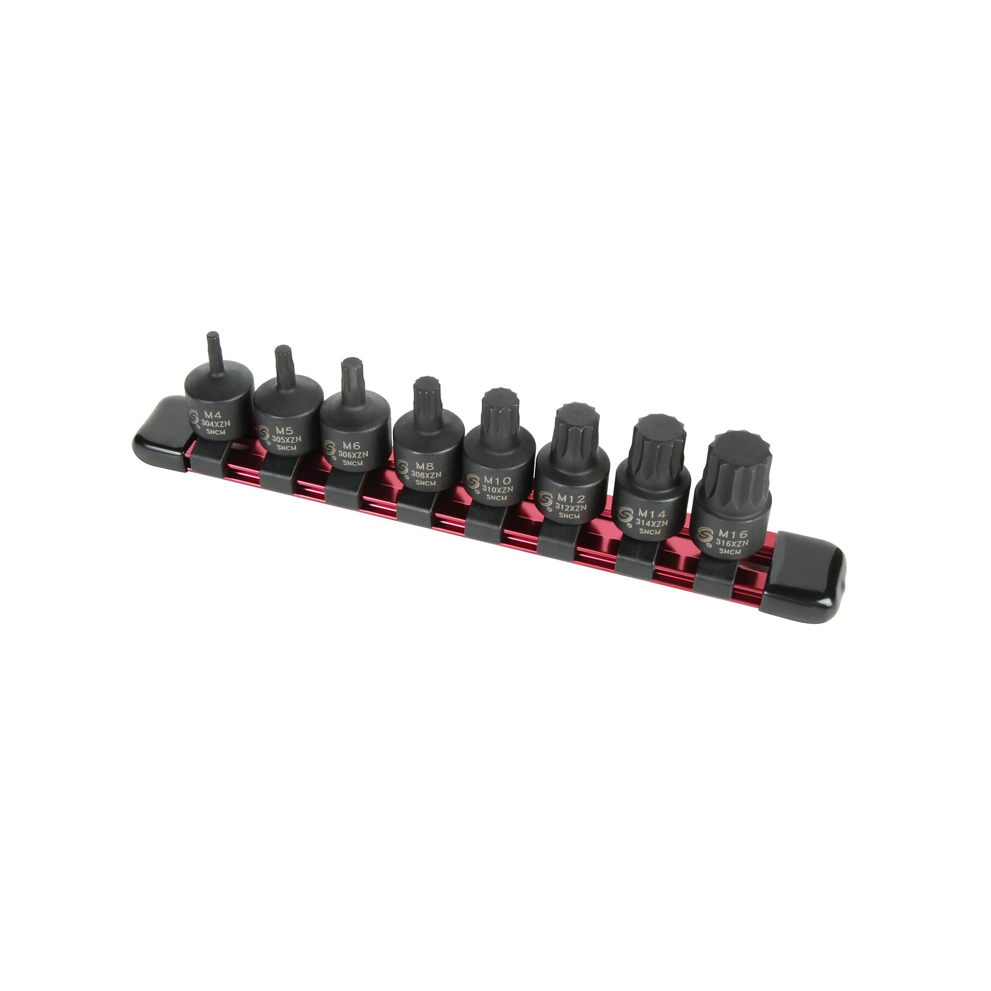 Sunex Tools Stubby Triple Square Impact Bit Socket Set — 3/8in. Drive, 8 Pcs, CR-MO Alloy Steel, Model# 3640