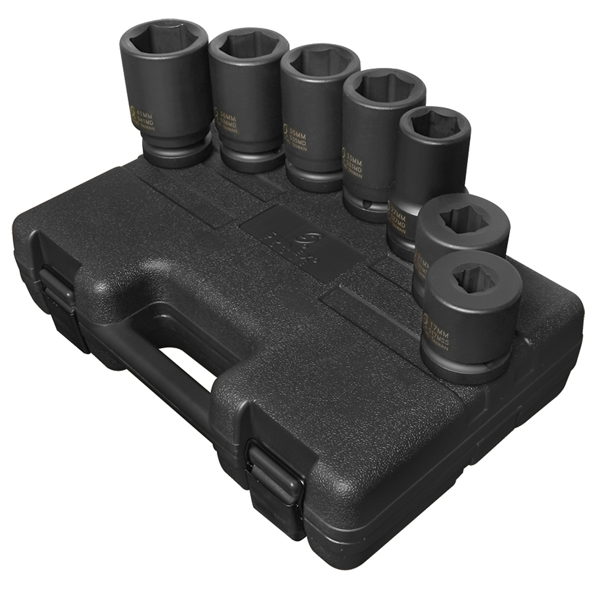 Sunex Tools 1in. Drive Metric 6-Point Double Square Budd Wheel Impact Socket Set — 7 Pcs, CR-MO Alloy Steel, Model# 5697M