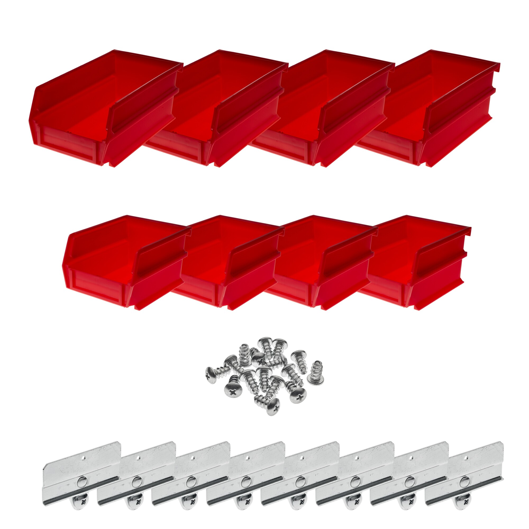 Triton Products DuraHook BinKits LocBin Hanging and Interlocking Bins, 8-Pk., Small/Medium, Red