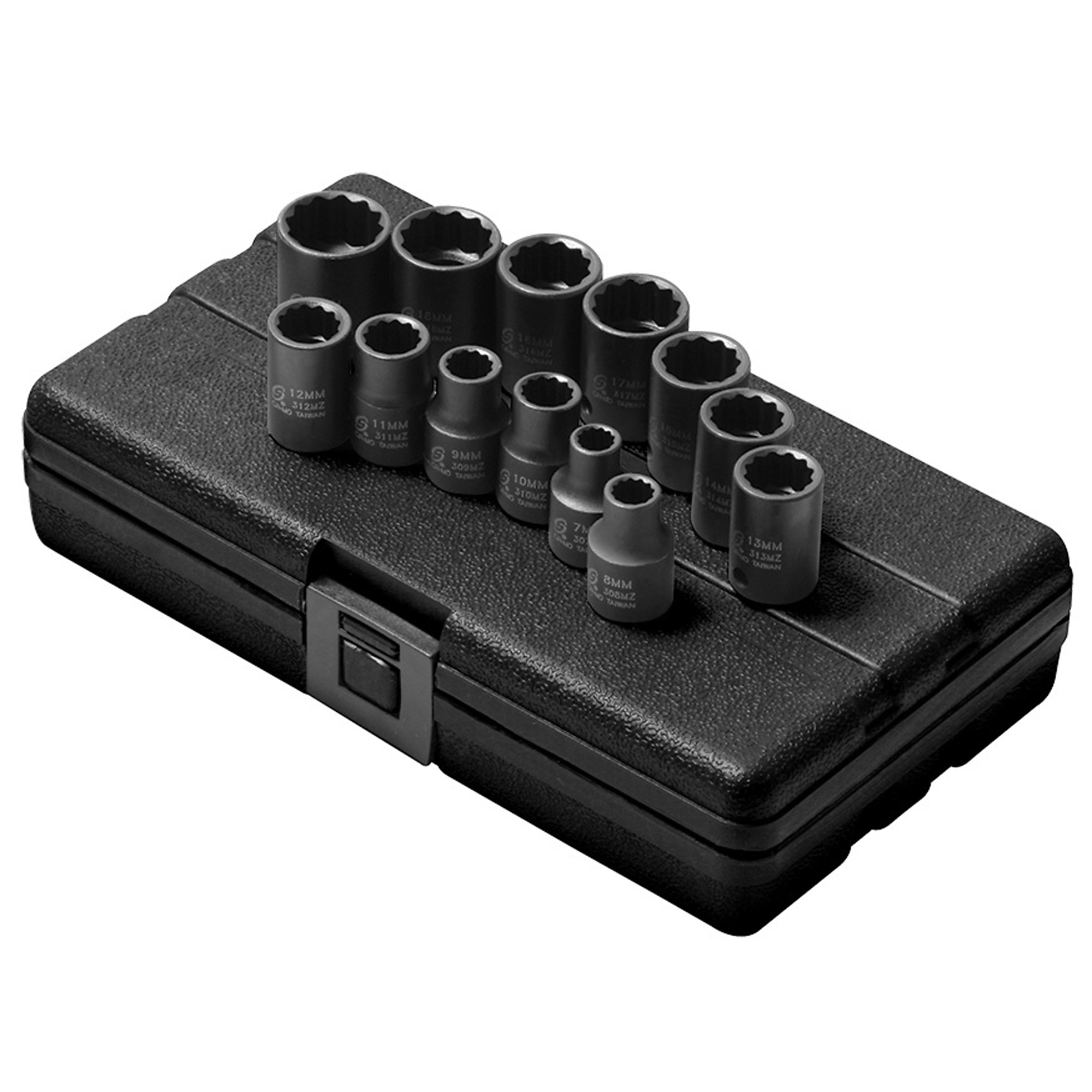 Sunex Tools Metric Impact Socket Set — 3/8in. Drive, 12 Pt, 13 Pcs, CR-MO Alloy Steel, Model# 3675