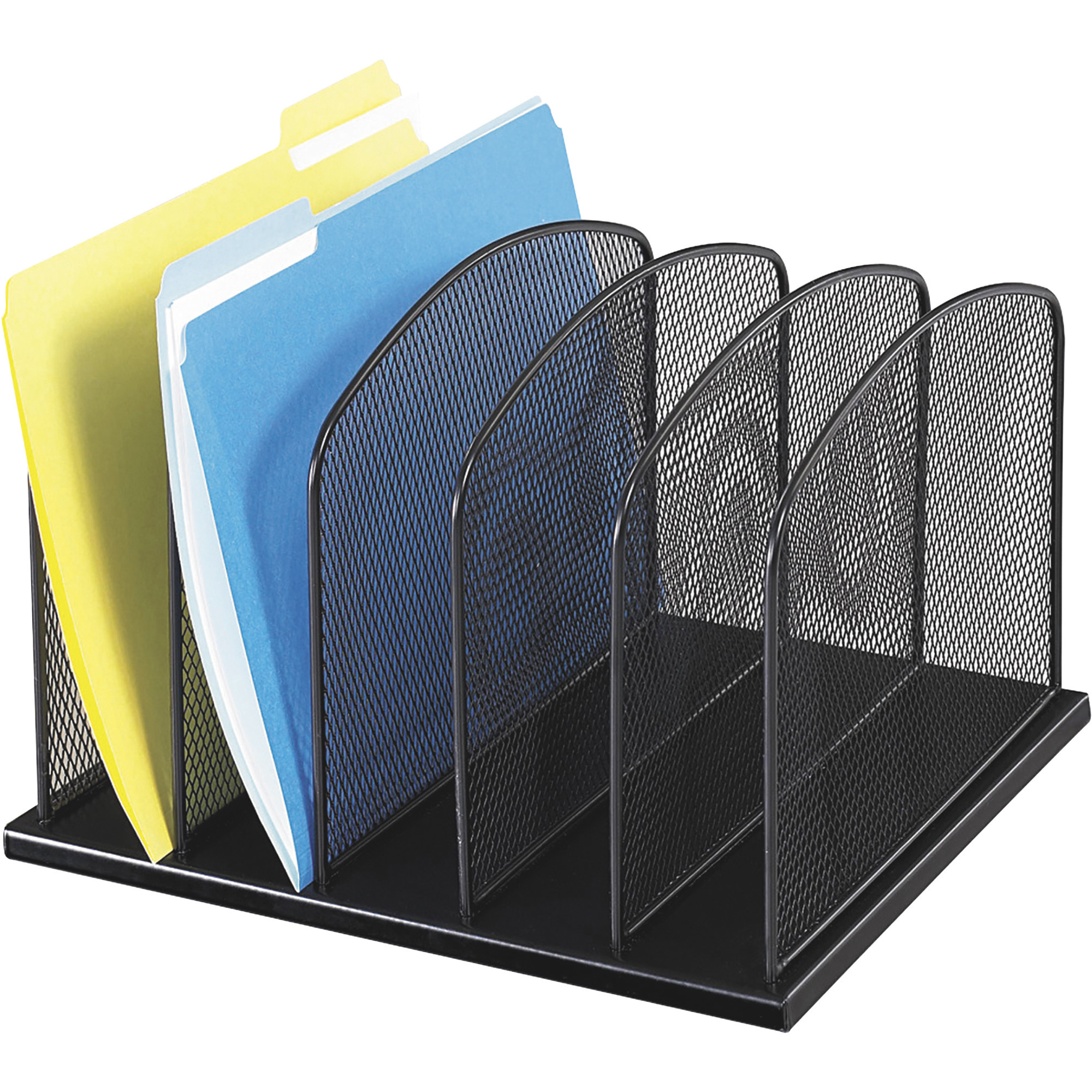 Safco Onyx 5 Upright Sections Desktop Organizer, Black, Model# 3256BL