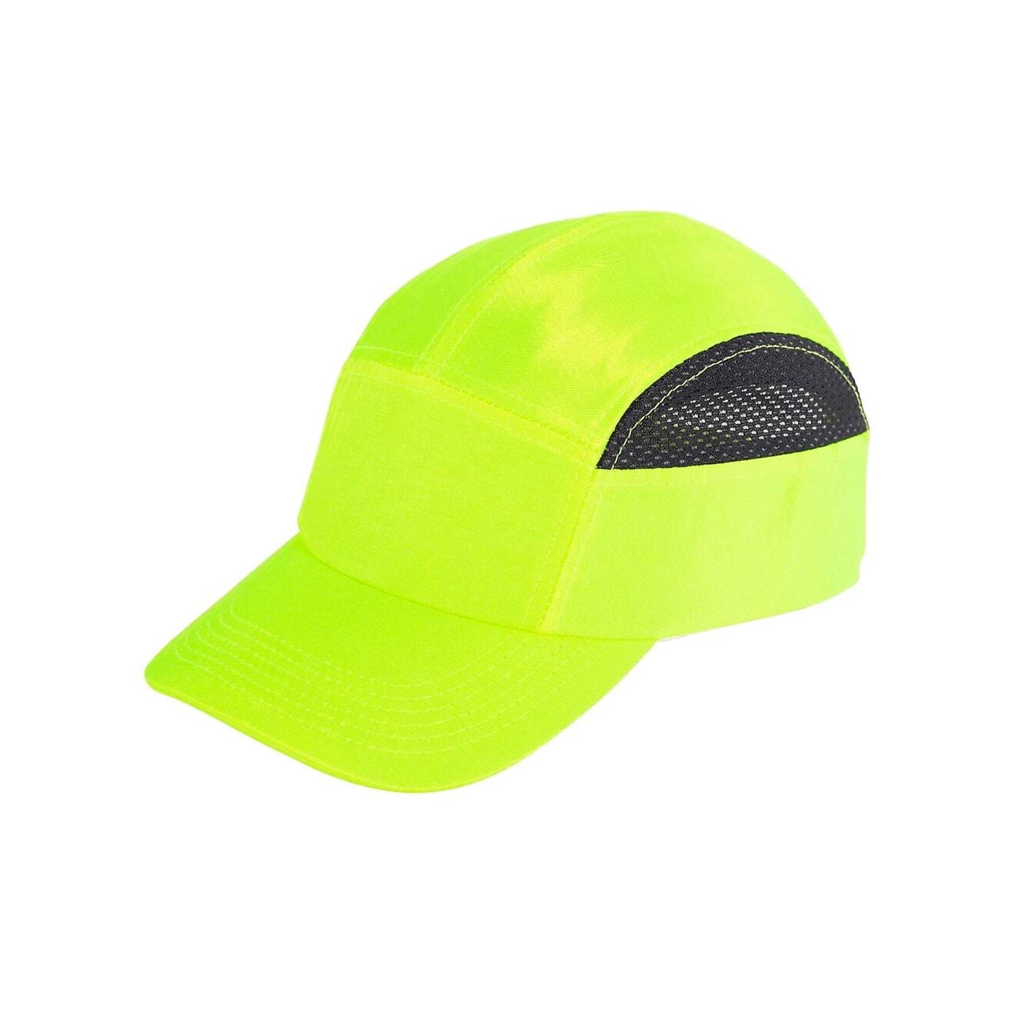 Bullhead Safety, Yellow/Green W/ Black Mesh Baseball Style Bump Cap - 6 Each, Model# HH-H1-Y