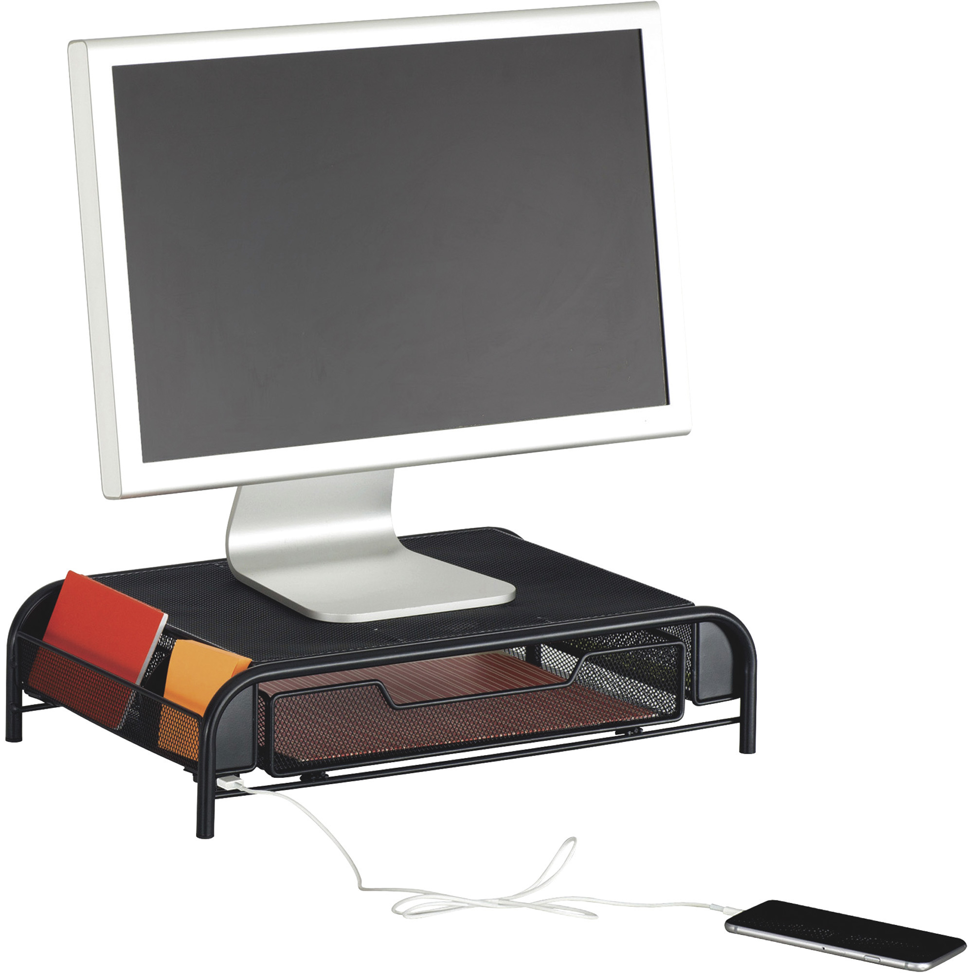 Safco Powered Onyx Monitor Stand, Black, Model# 3230BL