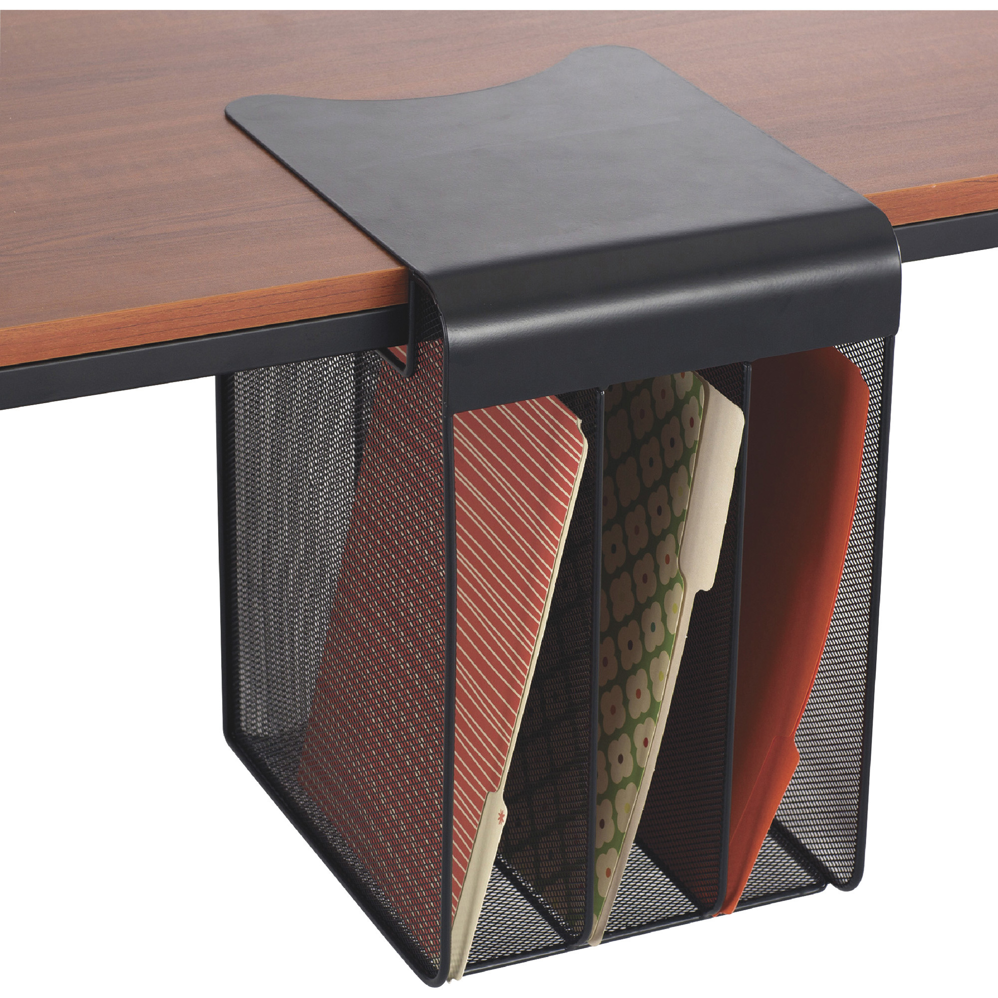 Safco Onyx Hanging Storage Desktop Organizer, Black, Solid Top, Model# 3243BL
