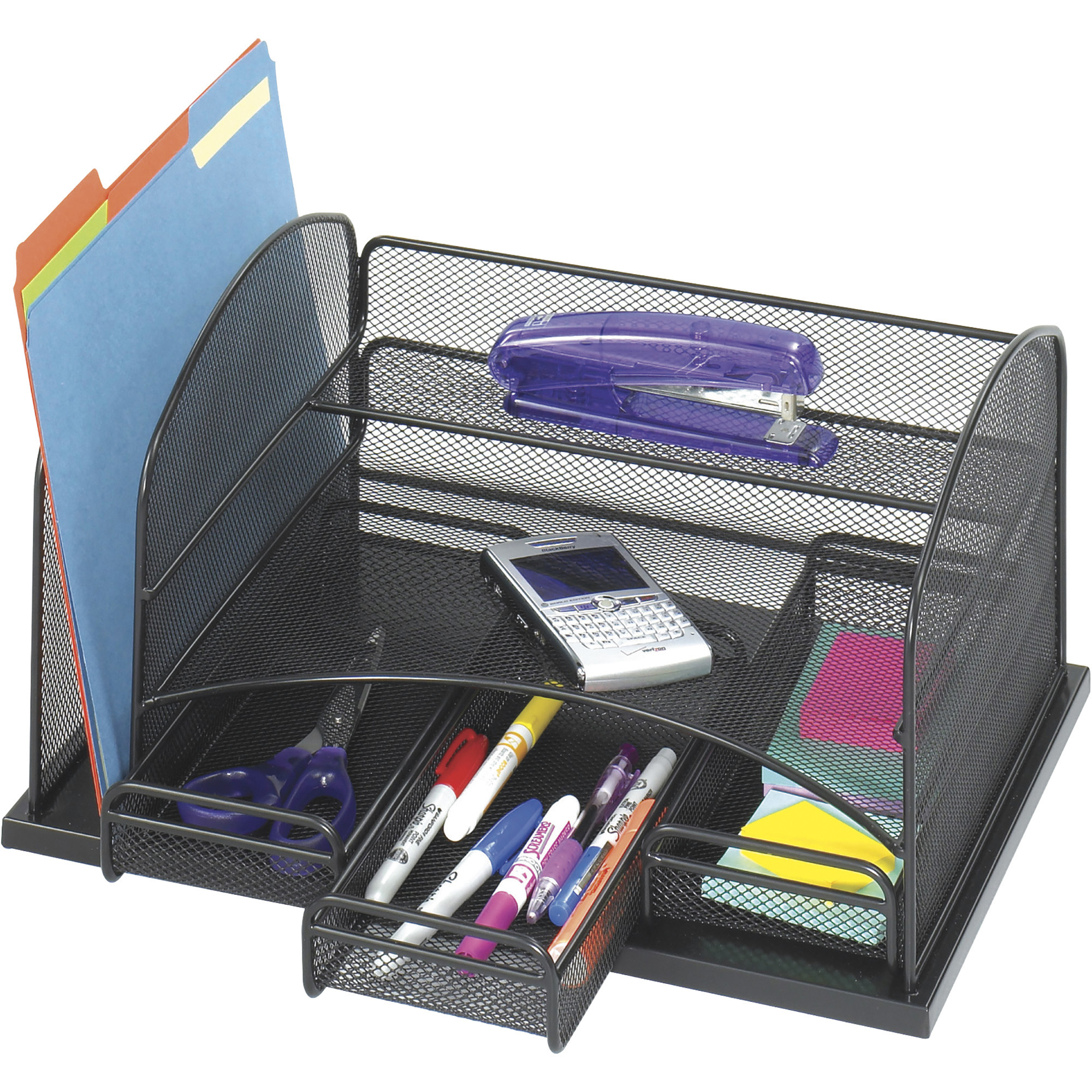 Safco Onyx Desktop Organizer with 3 Drawers, Black, Model# 3252BL