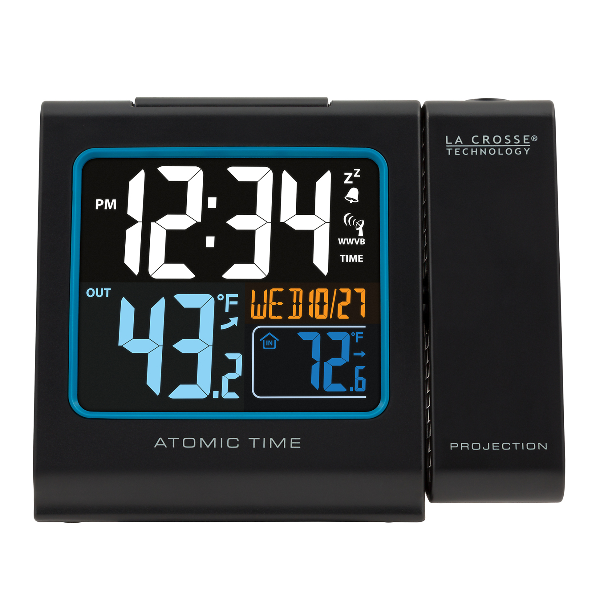 LaCrosse Technology, PROJECTION ALARM CLOCK W/ATOMIC TIME TEMPERATURE, Model# 616-146-INT