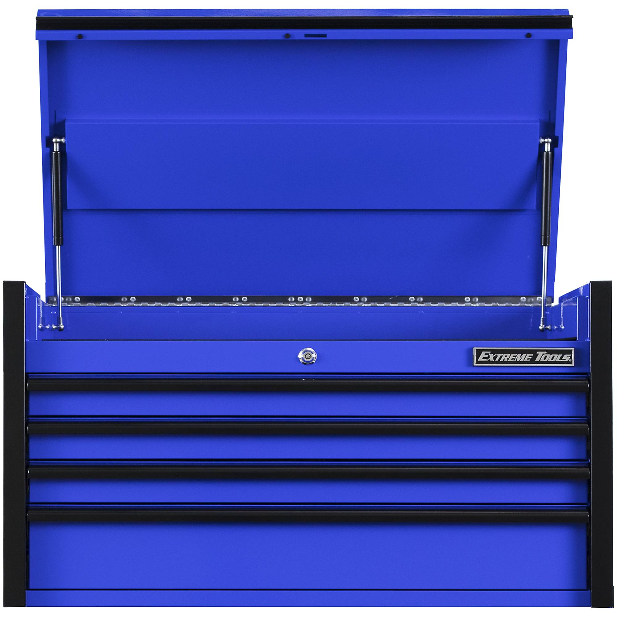 Extreme Tools DX Series 4-Drawer Top Chest - 41in.W x 25in.D, 100-Lb. Slides, Quick Release Drawer Pulls, Blue, Model# DX412504CHBLBK