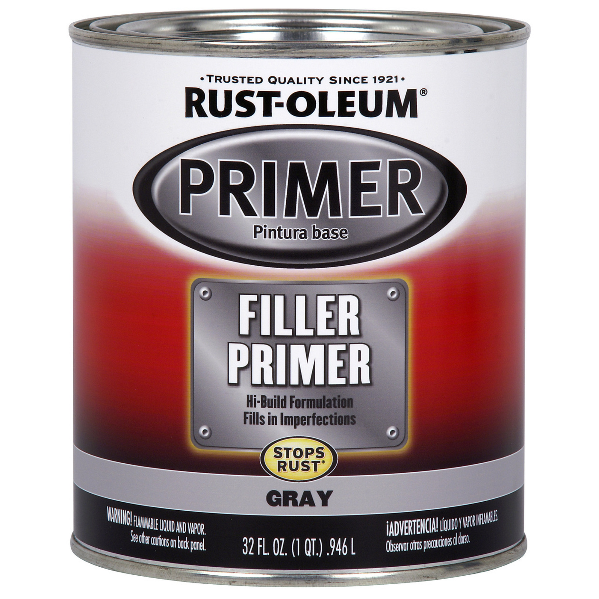 Rust-Oleum Automotive Filler Primer - Flat Gray, 1 Qt, Spray Application, 2 Pk, Model# 254863DS