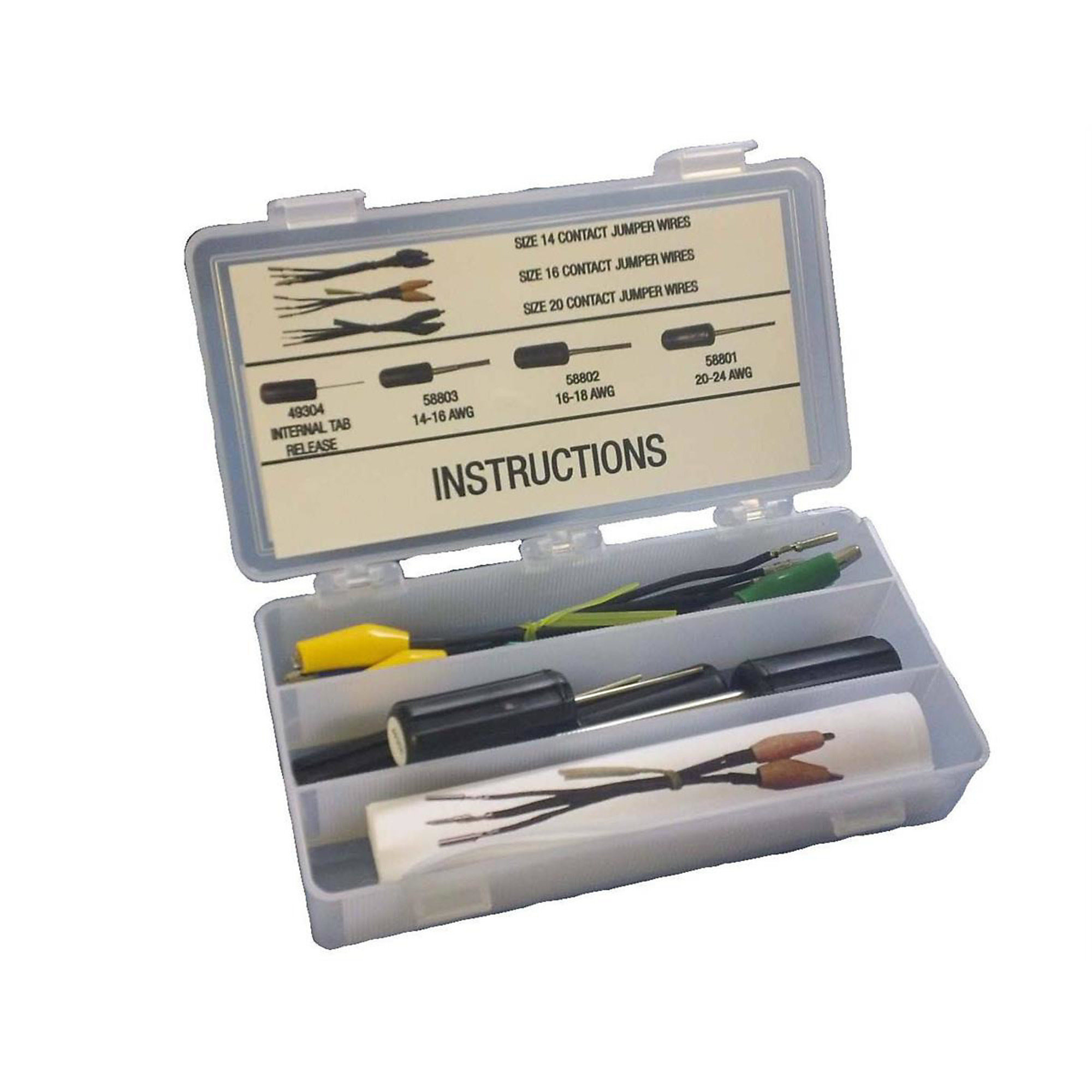 Thexton Deutsch Jumper Wire Test Kit — 14, 16, & 20 Contact Sizes, Includes 4 Terminal Tools, Model# THX508