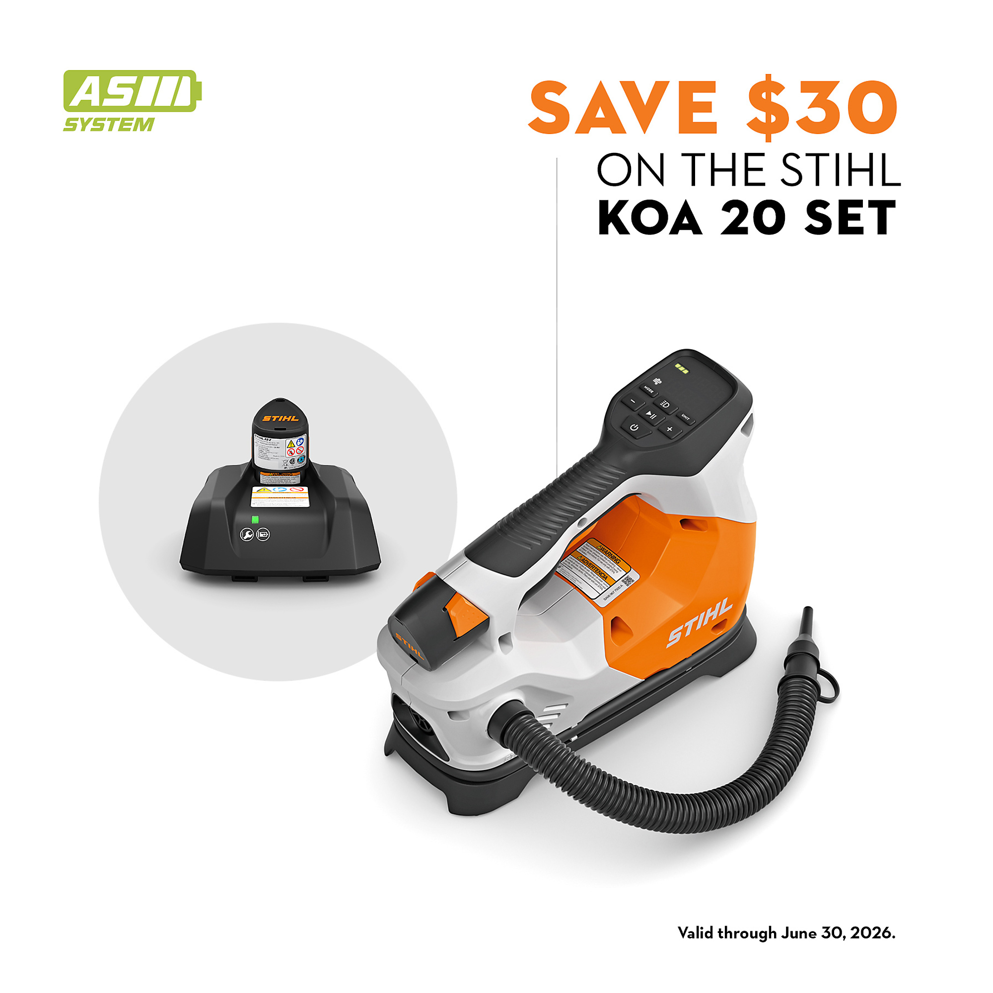 Stihl, Cordless Air Inflator, Max. PSI 150 Power Source Electric, Model# KOA 20 Set