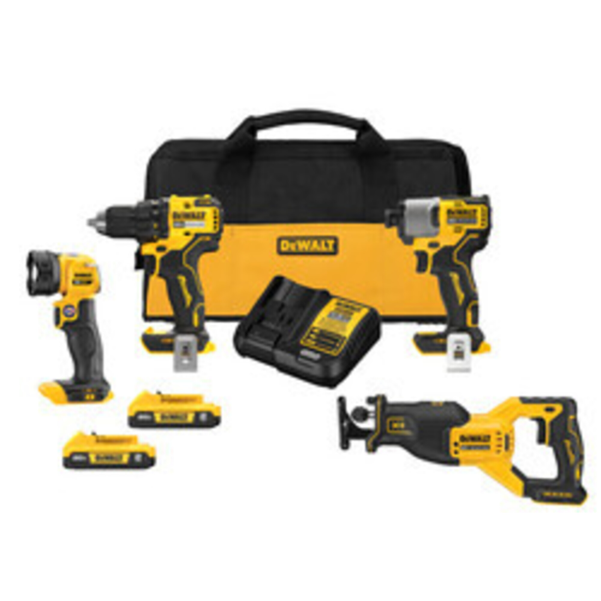 DEWALT, 20V MAX* Brushless 4-Tool Combo Kit, Chuck Size 1/2 in, Tools Included (qty.) 4 Model# DCK427D2