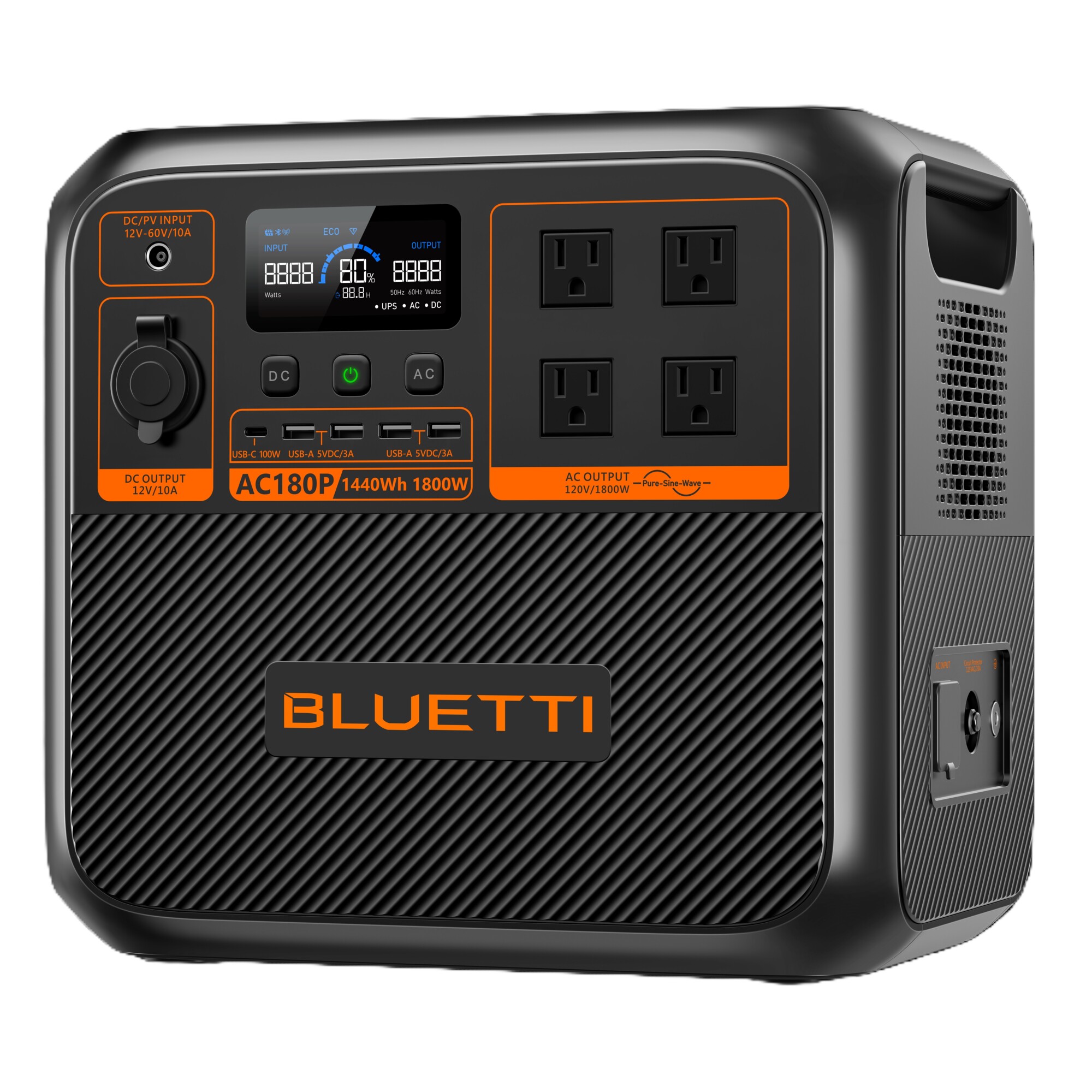 Bluetti, Premium Series 1800W Back-up Battery Generator, Running Watts 1800 W, Model# AC180P