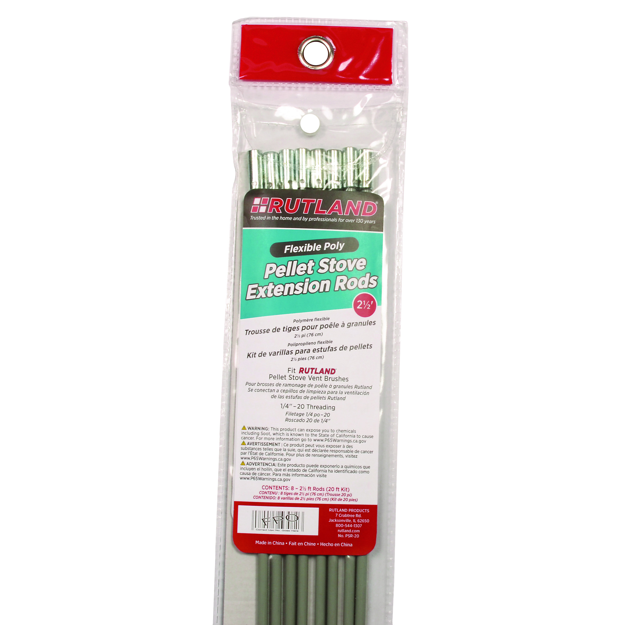 Rutland, Flexible Poly Pellet Stove Rods 20ft. Kit, Model# PSR-20
