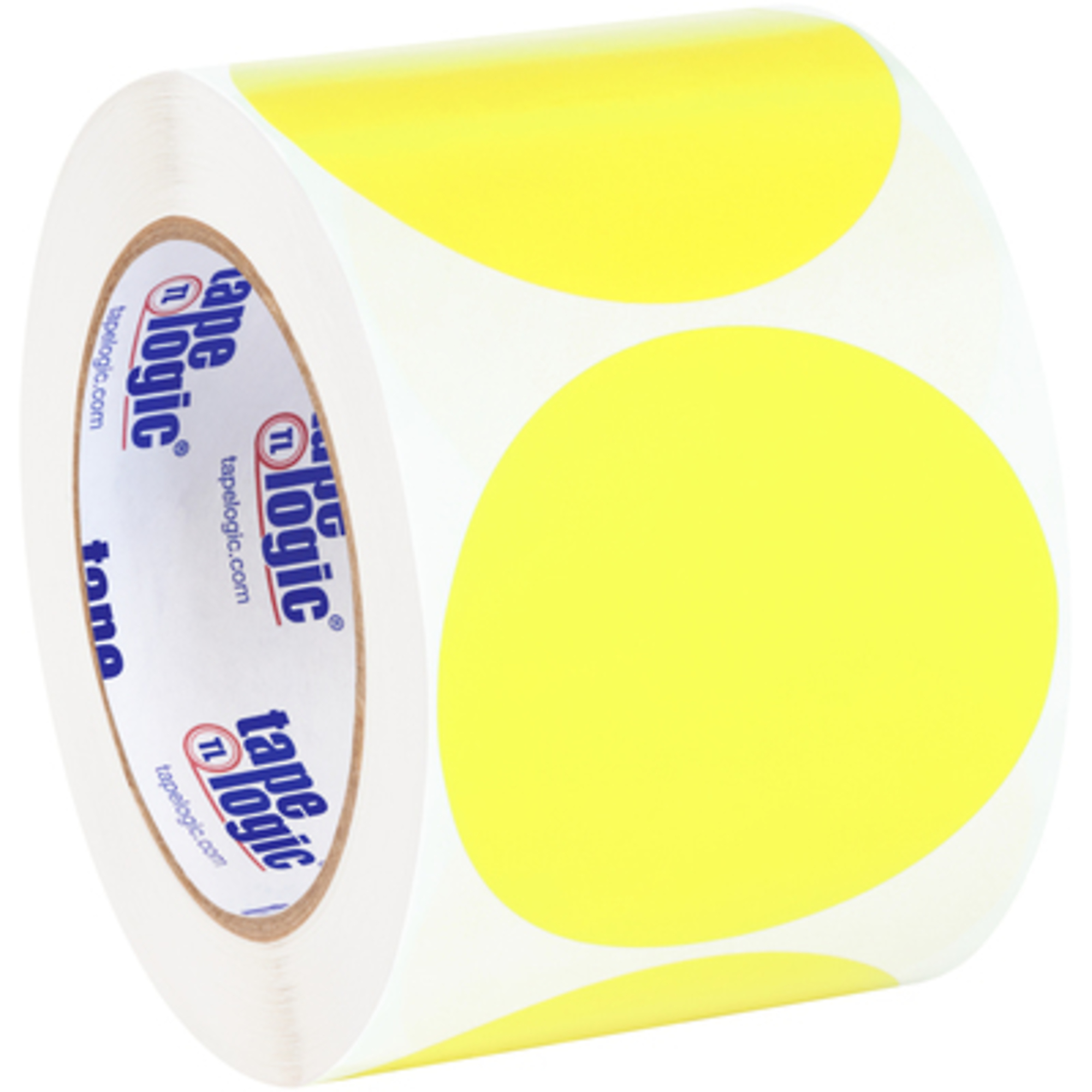Stock Packaging Fluorescent Yellow Inventory Circle Labels — 3in., 500 Pcs, Model# DL614L